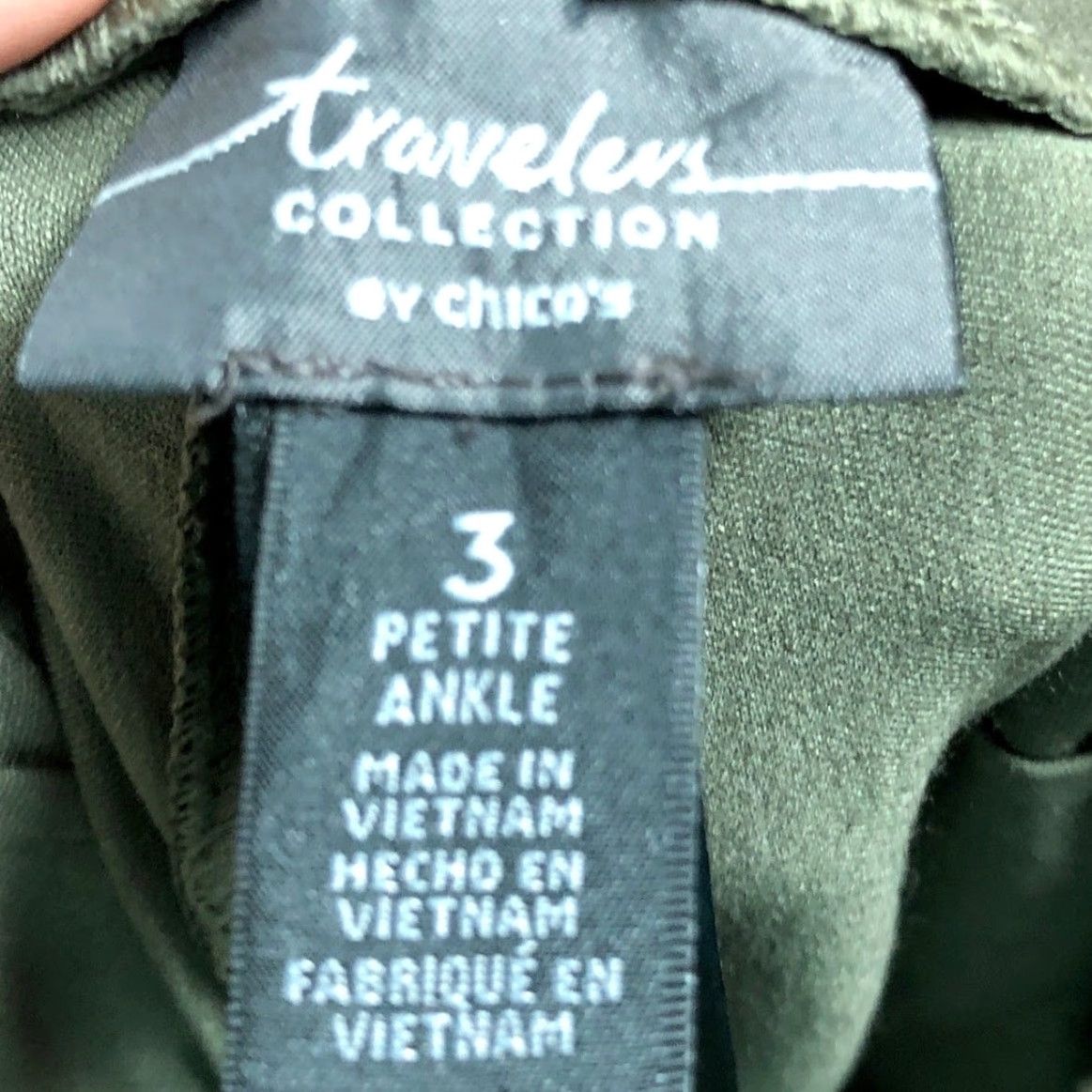Vintage Chicos Travelers Womens Pants Green Petite High Rise Ankle Stretch 3 Size 40" / US 18 - 4 Thumbnail
