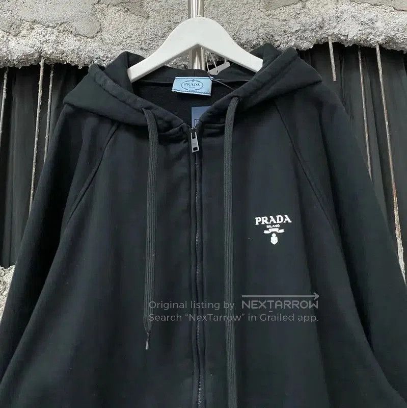 Prada Prada Black Cotton Long Sleeve Hoodie. Size US XS / EU 42 / 0 - 3 Thumbnail