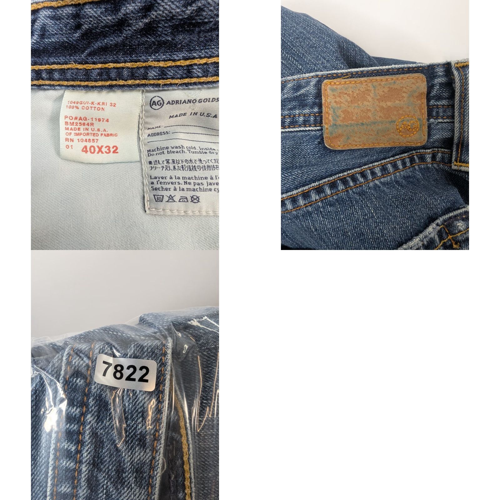Denime AG Adriano Goldschmied The Protege Jeans Mens Straight Denim 40x32 Blue Distressed 5-Pocket Slim Fit N/A Size US 40 / EU 56 - 9 Thumbnail