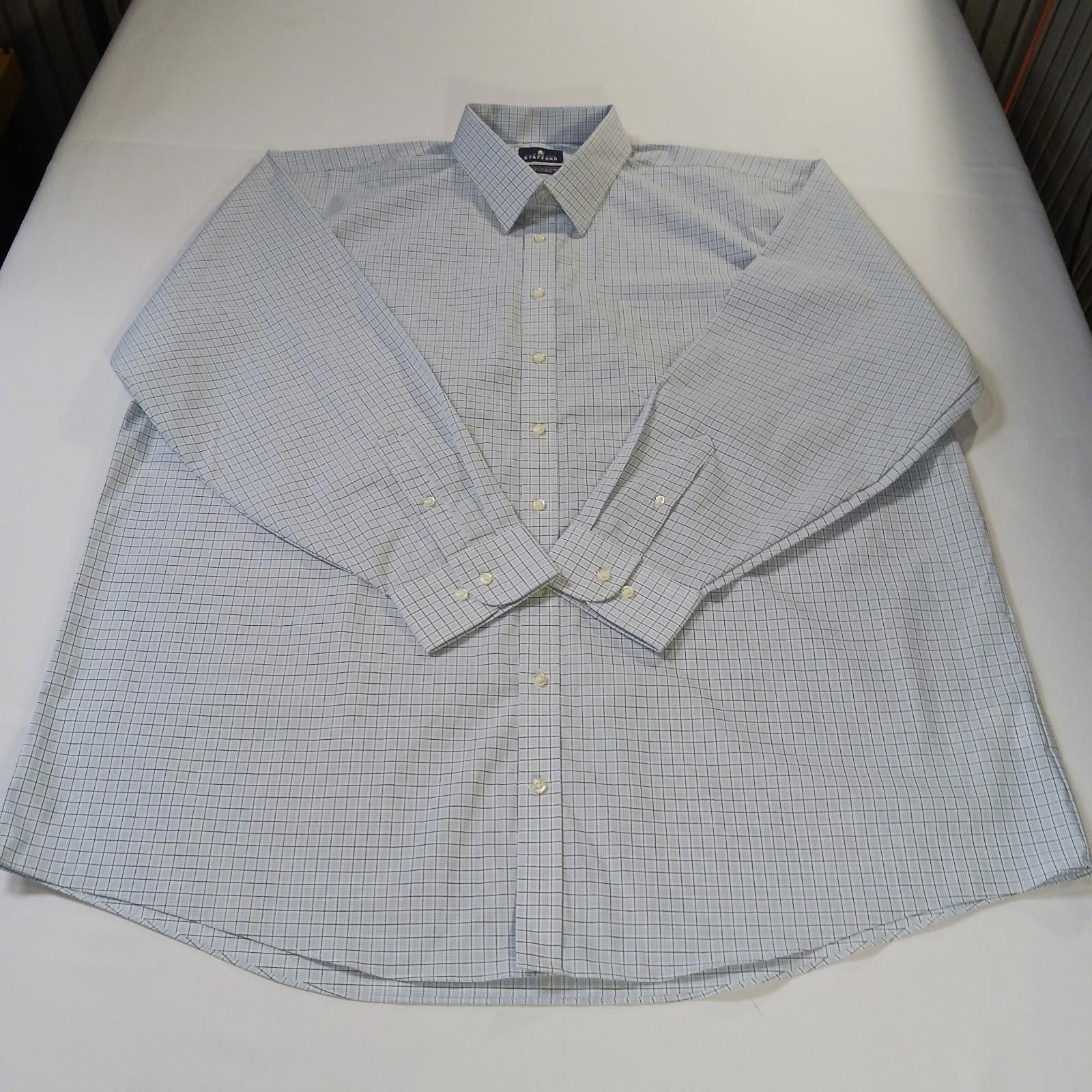 Stafford Stafford RN#93677 Mens White Plaid Shirt Sz Big 19 (36-37) Size US M / EU 48-50 / 2 - 1 Thumbnail