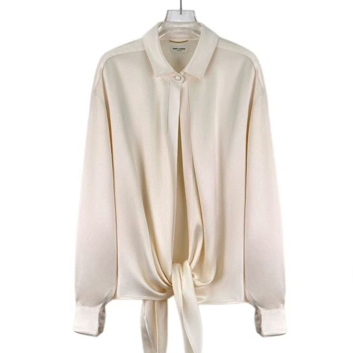 Yves Saint Laurent Yves Saint Laurent Silk Lapel Long-Sleeve Shirt Size XS / US 0-2 / IT 36-38 - 1 Thumbnail