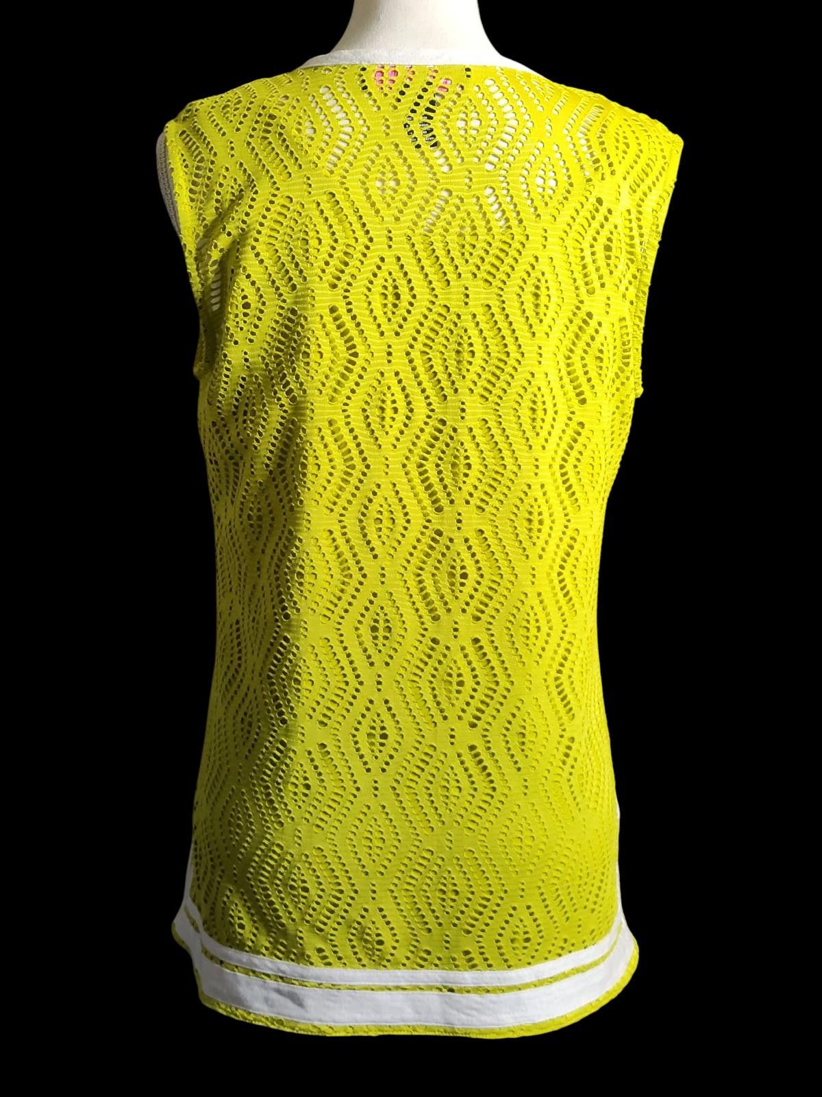 Other Peck & Peck Yellow Sleeveless Women's Tunic with White Trim Size M / US 6-8 / IT 42-44 - 6 Thumbnail