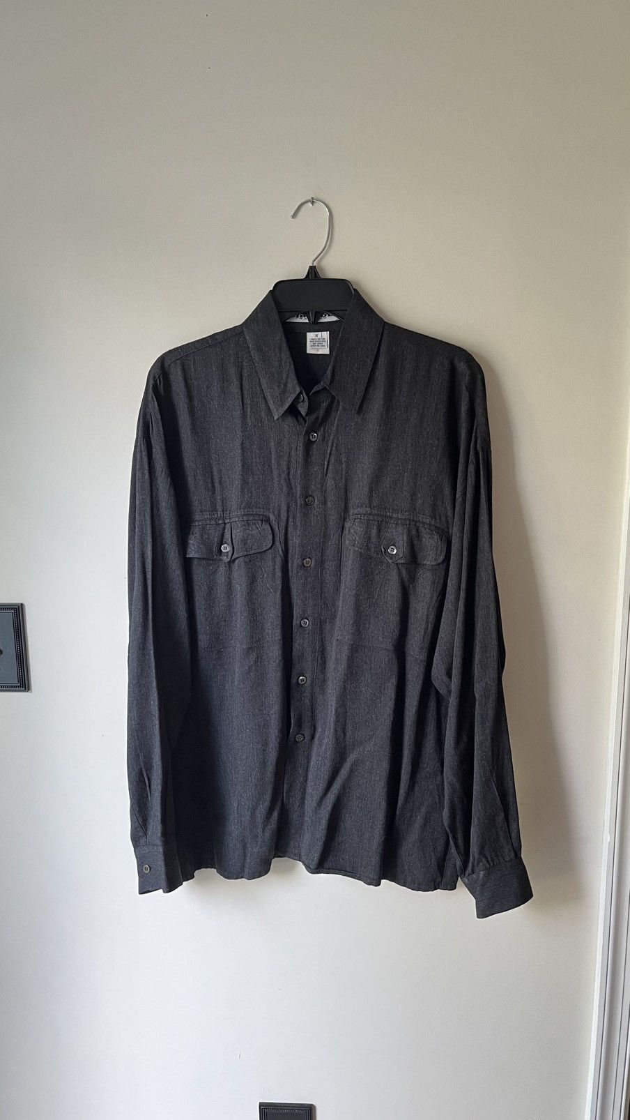 Marithe + Francois Girbaud Vintage Grey 100% Rayon Button Up Shirt Size US L / EU 52-54 / 3 - 1 Thumbnail
