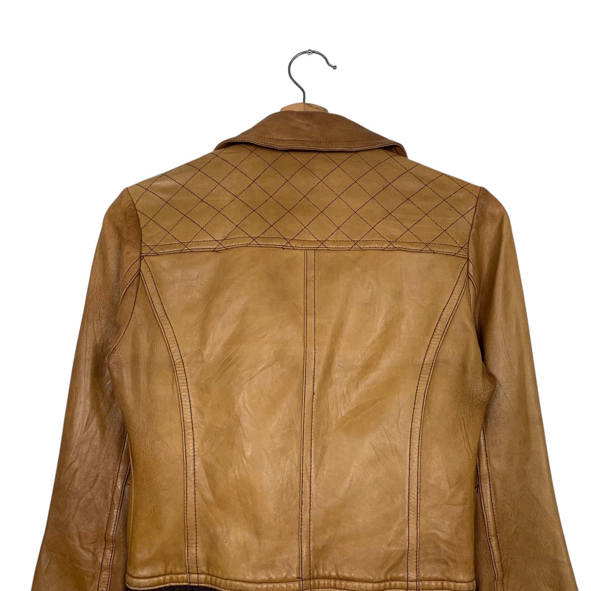 Japanese Brand Smork By Diva Double Colar Biker Leather Jacket Size XS / US 0-2 / IT 36-38 - 8 Thumbnail