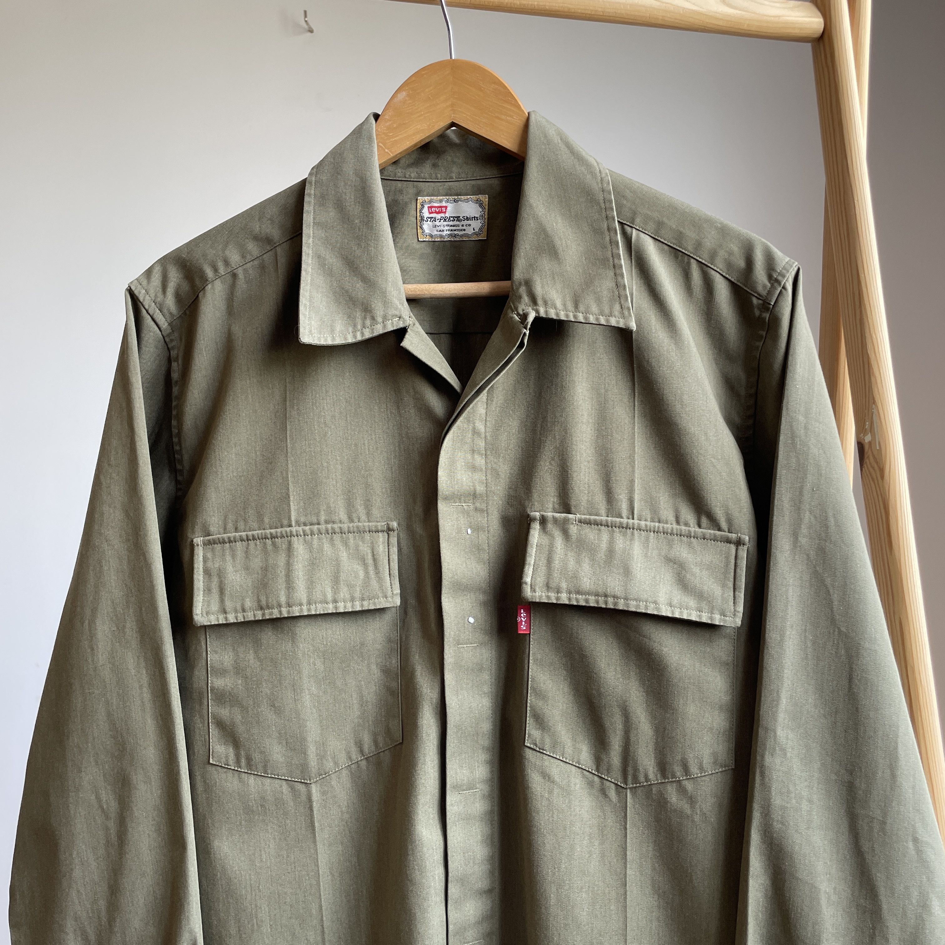 Levi's Levi's Sta-Prest Vintage Military Camp Collar Shirt Size L Size US L / EU 52-54 / 3 - 3 Thumbnail