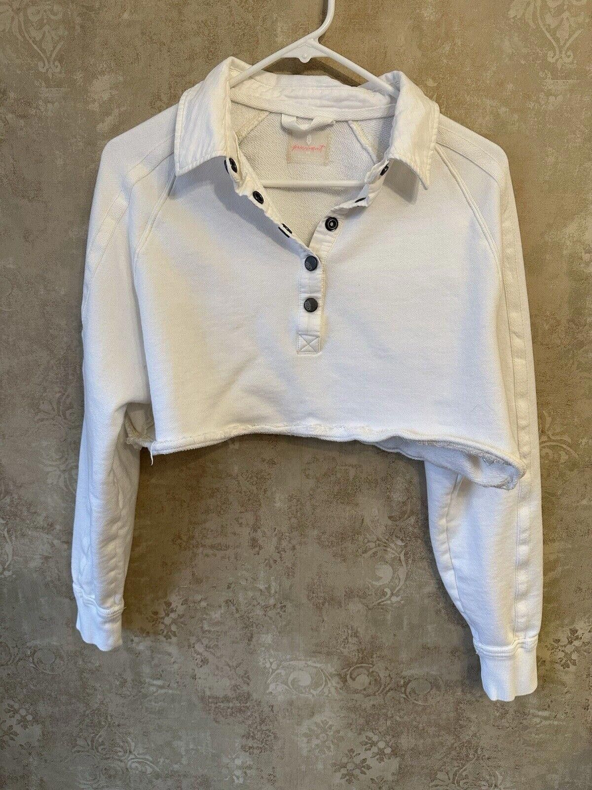 Free People free people movement Cropped Seeatshirt White XS Buttons Size XS / US 0-2 / IT 36-38 - 1 Thumbnail