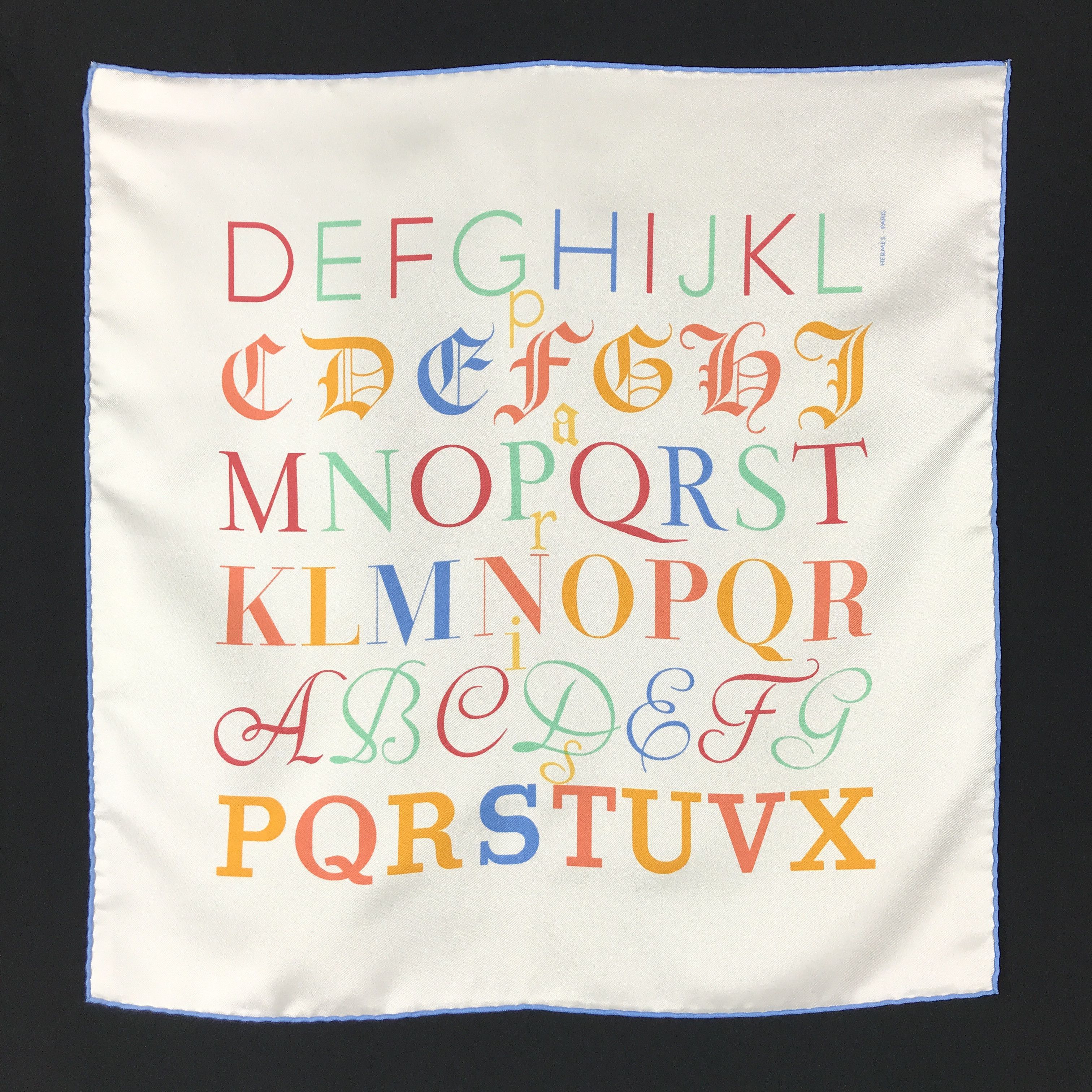 Hermes × Vintage Hermes Silk Scarf Silk Bandana Titled Literature-Alphabet Size ONE SIZE - 1 Thumbnail