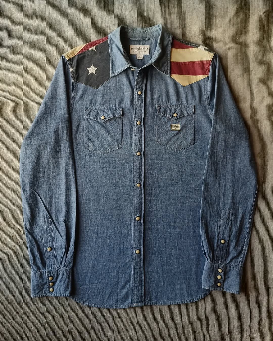 Denim Supply RL American Flag Chambray Western Shirt