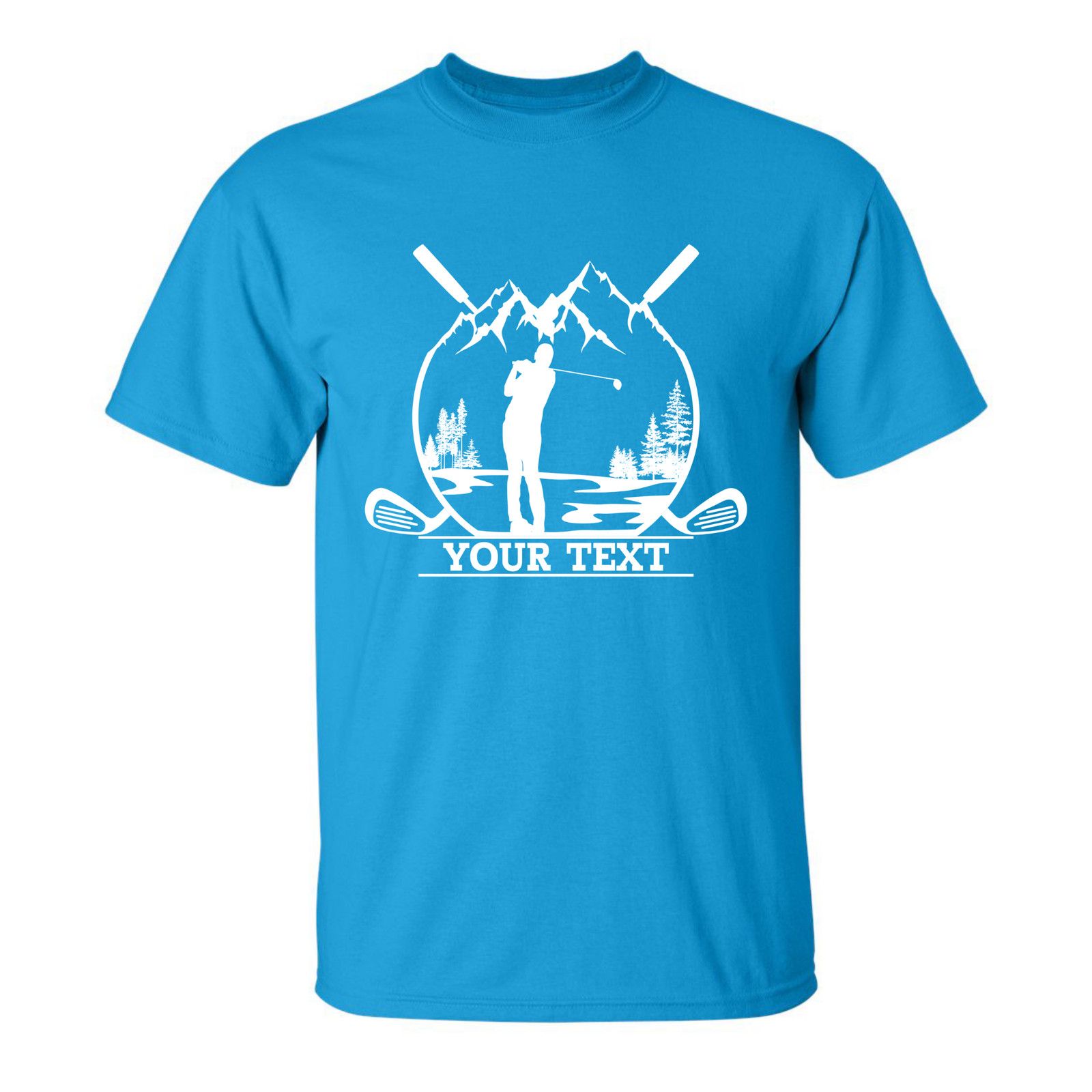 Gildan Personalized Golfer in Nature Scenery Custom Text T-Shirt Size US L / EU 52-54 / 3 - 17 Thumbnail