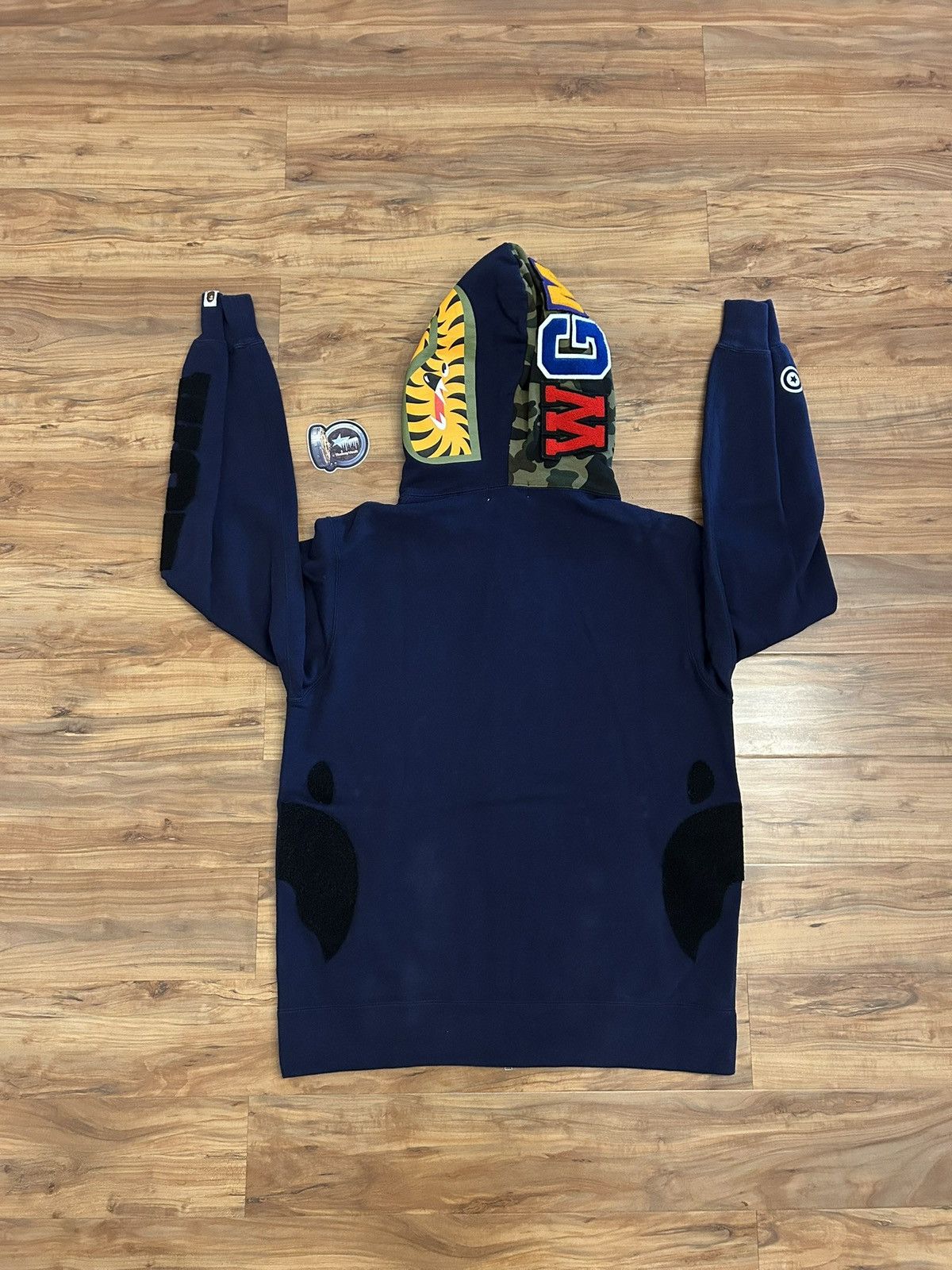 Bape Bape Navy/Green Camo Detachable Shark Full Zip Hoodie Size US XXL / EU 58 / 5 - 7 Thumbnail