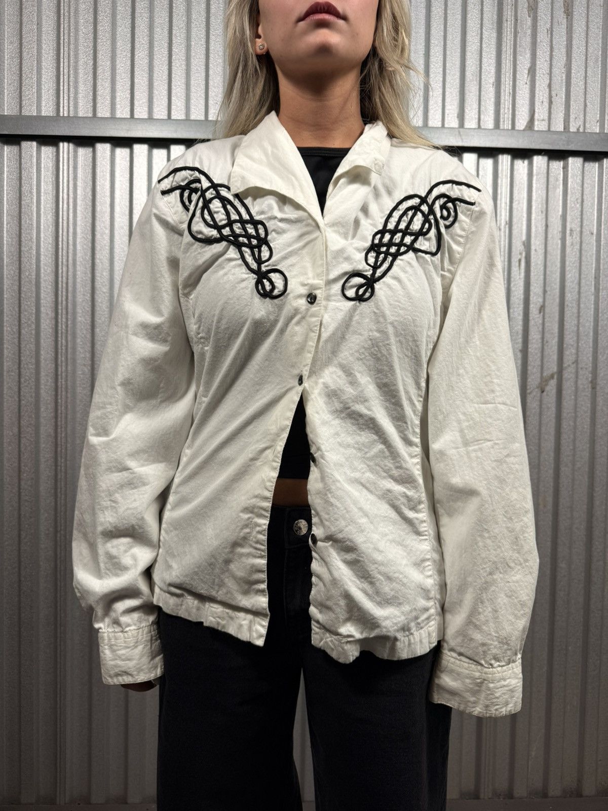 Other White 50s Style Button Up Womens Blouse Size L / US 10 / IT 46 - 1 Thumbnail