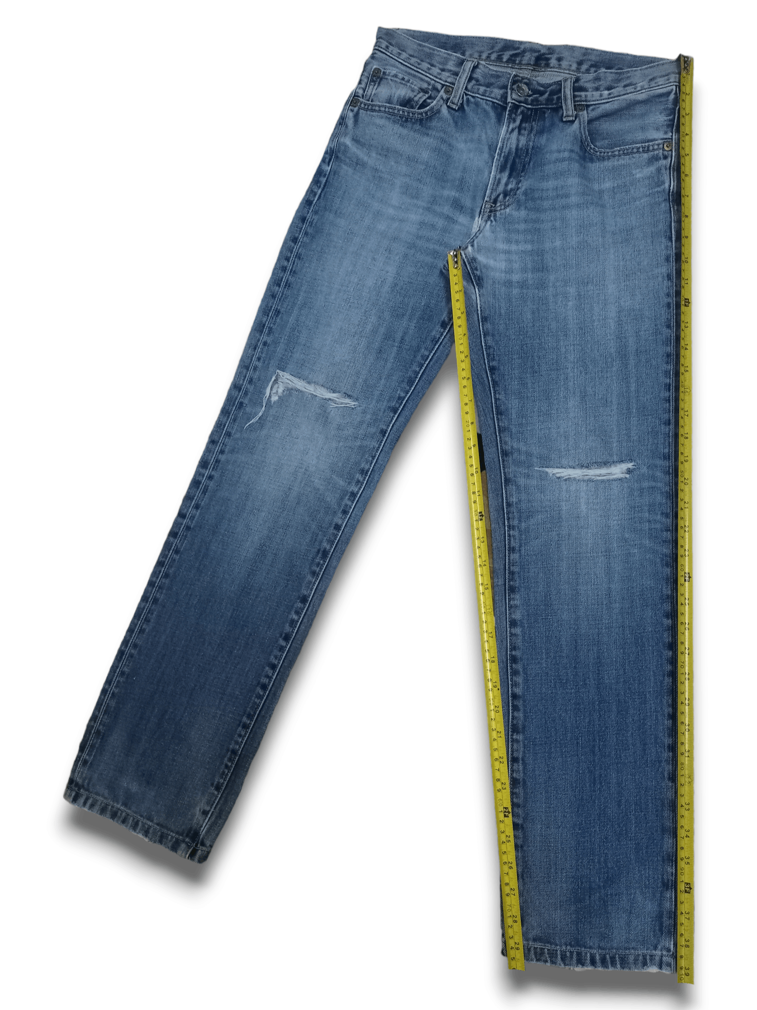 Japanese Brand × Uniqlo Vintage Japanese Uniqlo Blue Wash Distressed Jeans 30x30 Size US 30 / EU 46 - 9 Thumbnail