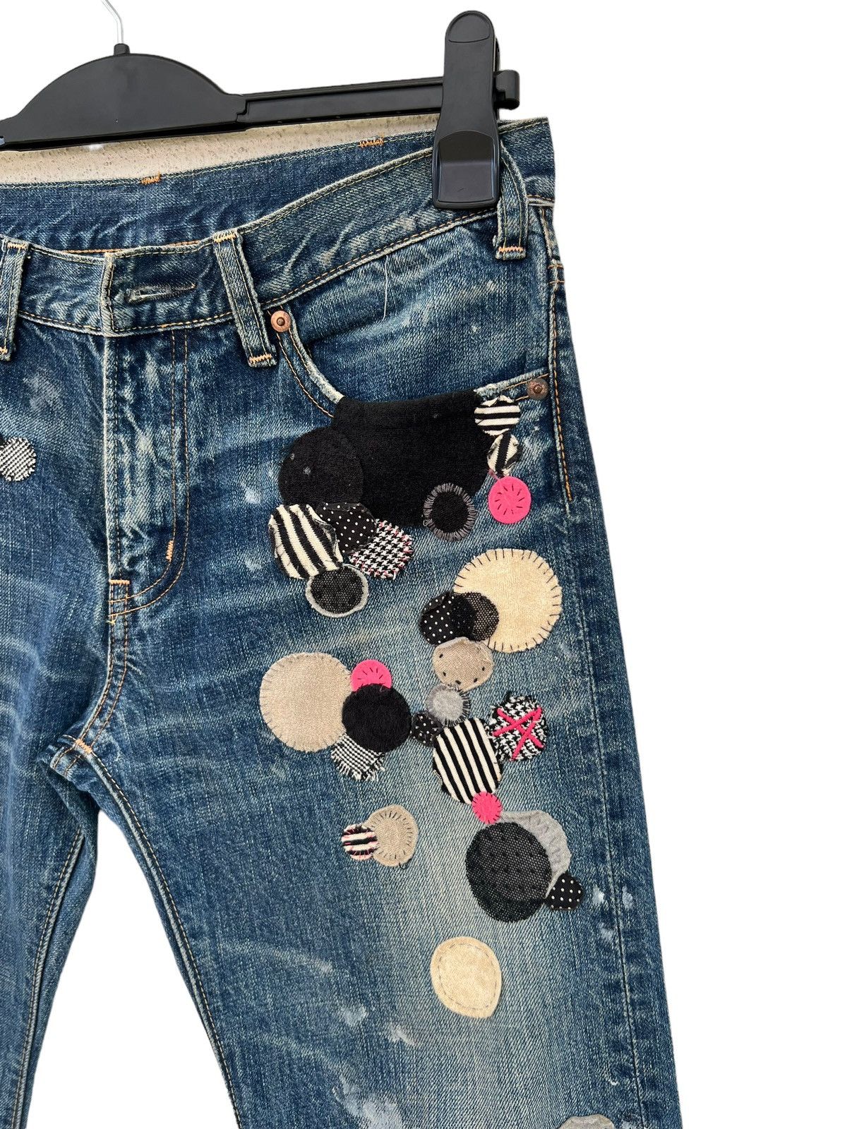 Vintage Vintage RNA Japan Distress Patchwork Mud Denim Flare Jeans Size US 29 - 11 Thumbnail