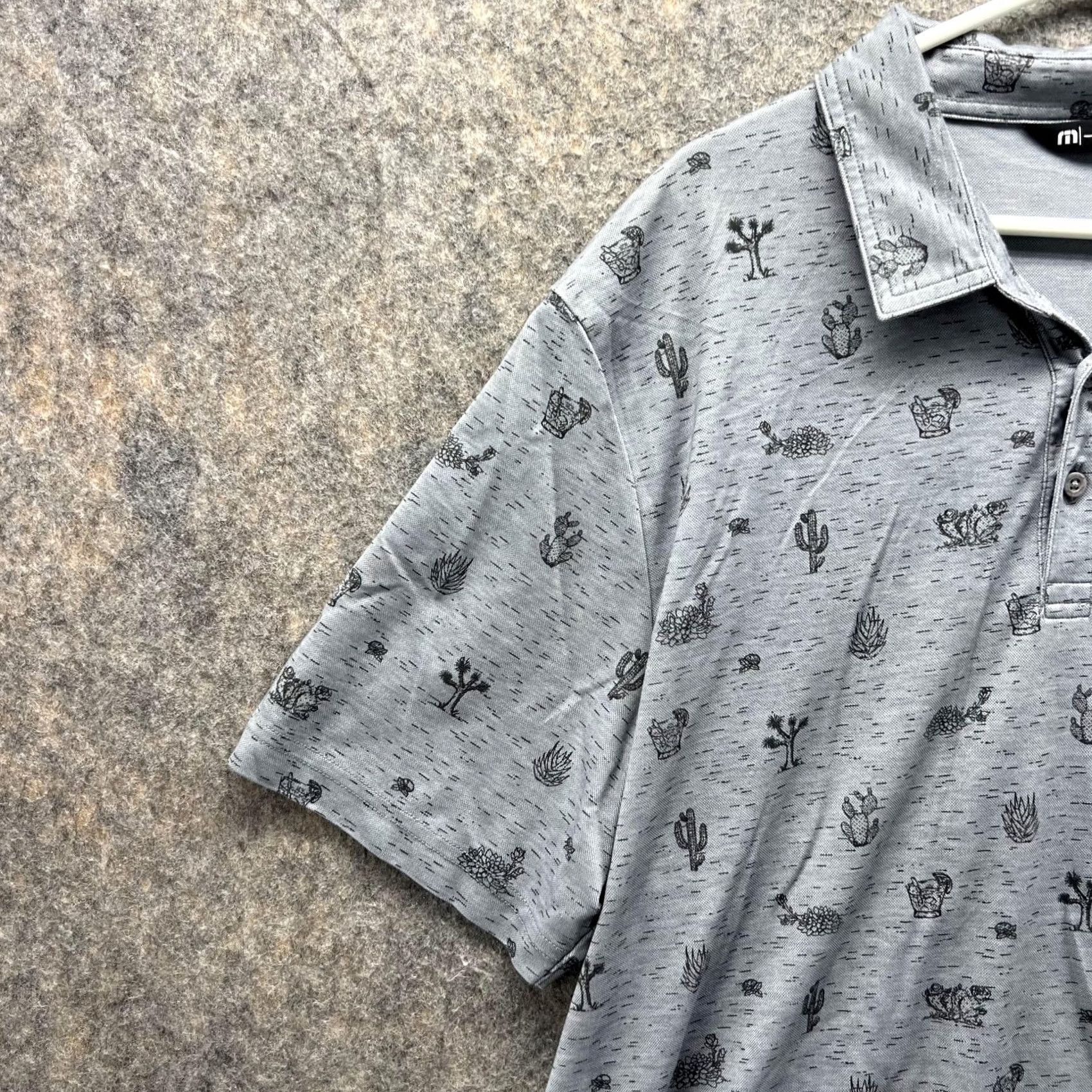 TravisMathew VINTAGE: No Travis Mathew Polo Shirt Gray Men 2XL Short Sleeve Collared All over Cactus Casual Golf Polo Shirt Size US XXL / EU 58 / 5 - 3 Thumbnail