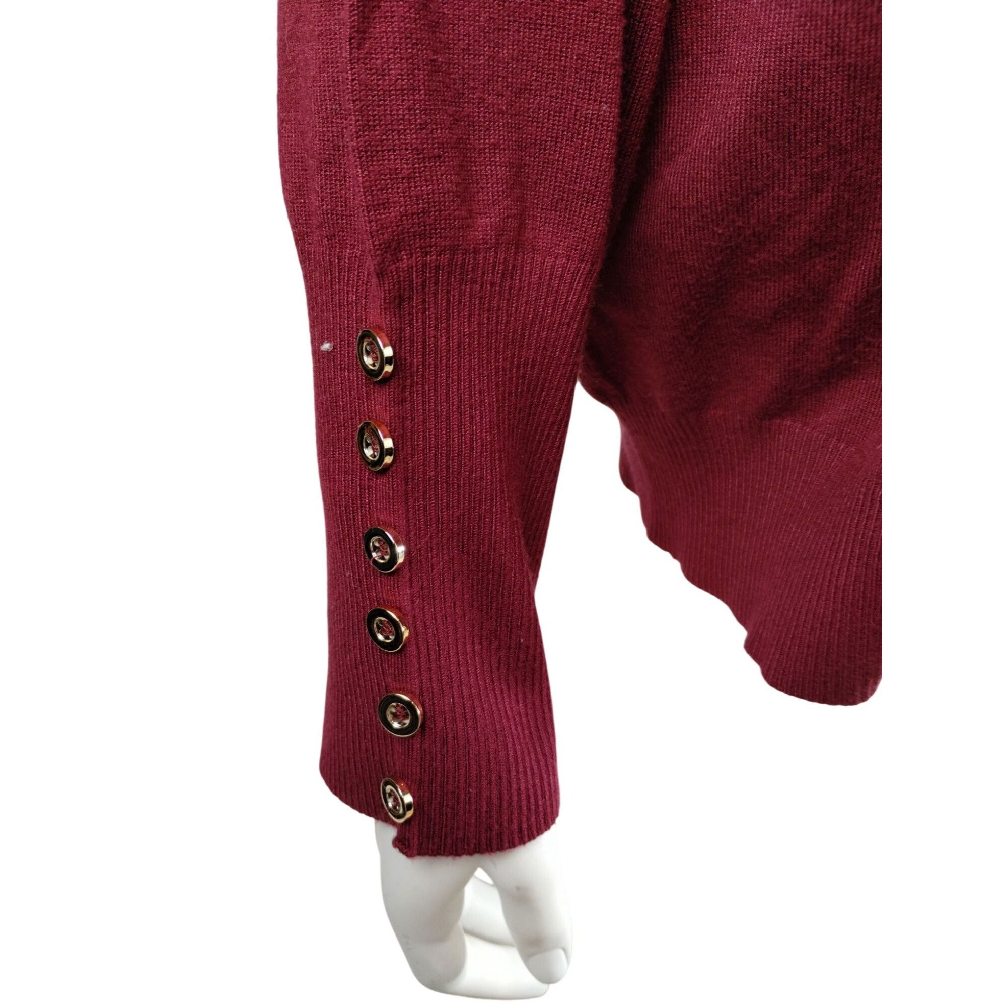 Other Zenana Misses 2X Burgundy Crew Neck Button Sleeve Sweater Size XXL / US 16-18 / IT 52-54 - 2 Thumbnail