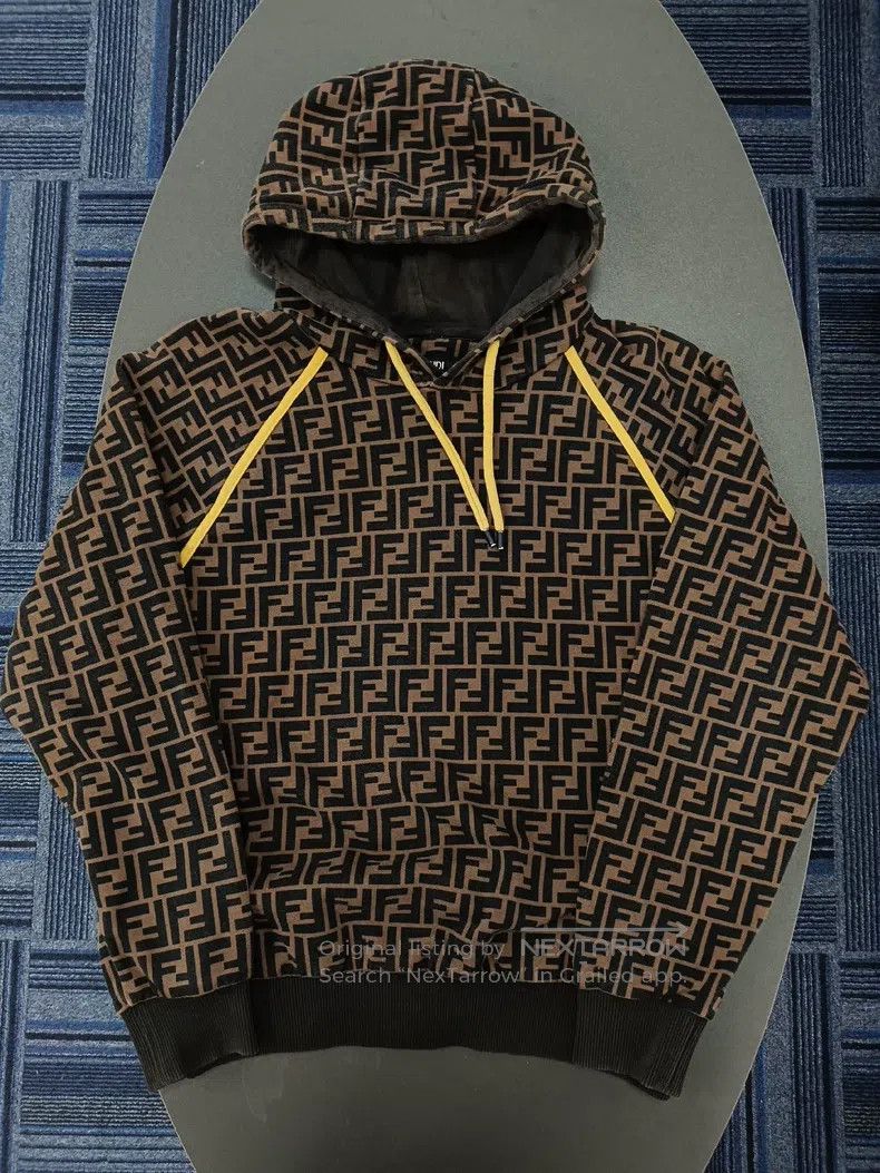 Fendi Fendi Embroidered Logo Hooded Sweatshirt - Brown Size US S / EU 44-46 / 1 - 1 Thumbnail