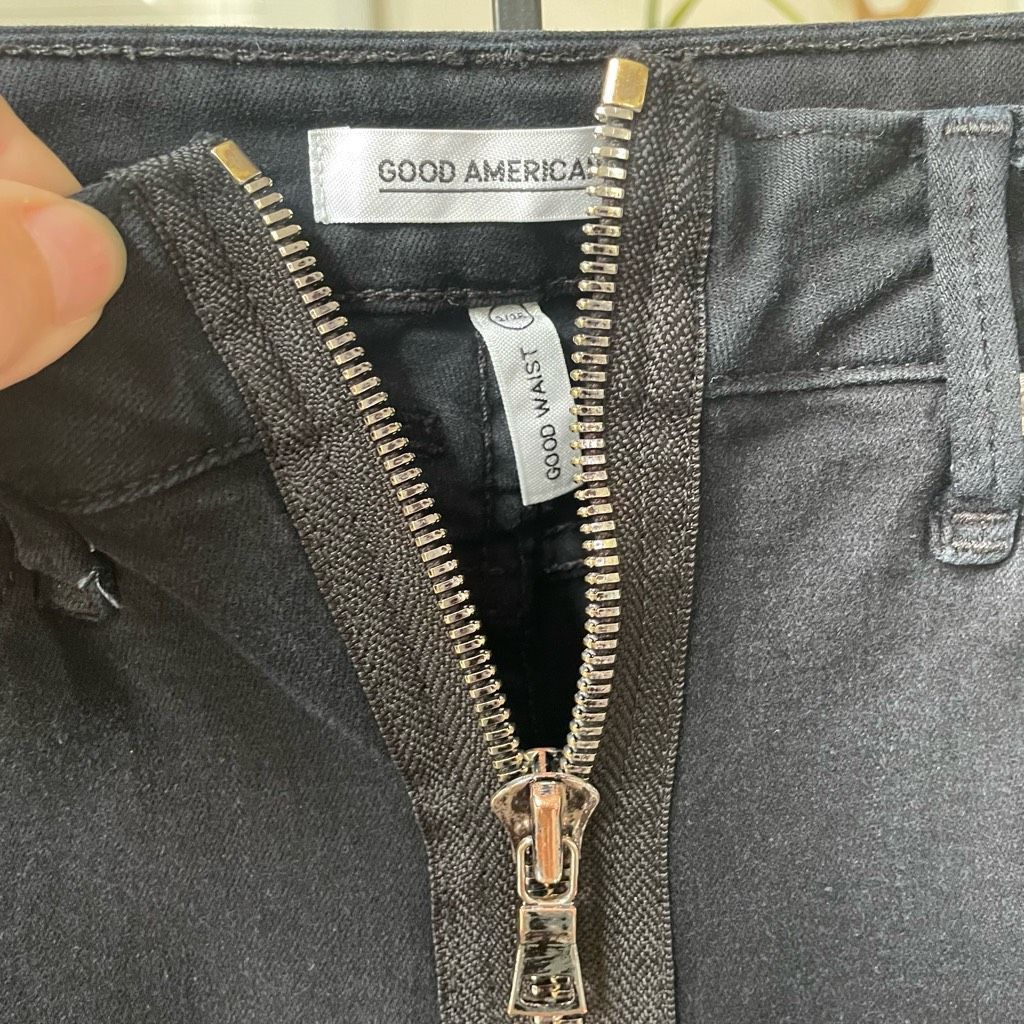 Other Good American Good Waist Exposed Zip Skinny Crop Jeans Raw H Size 26" / US 2 / IT 38 - 3 Thumbnail