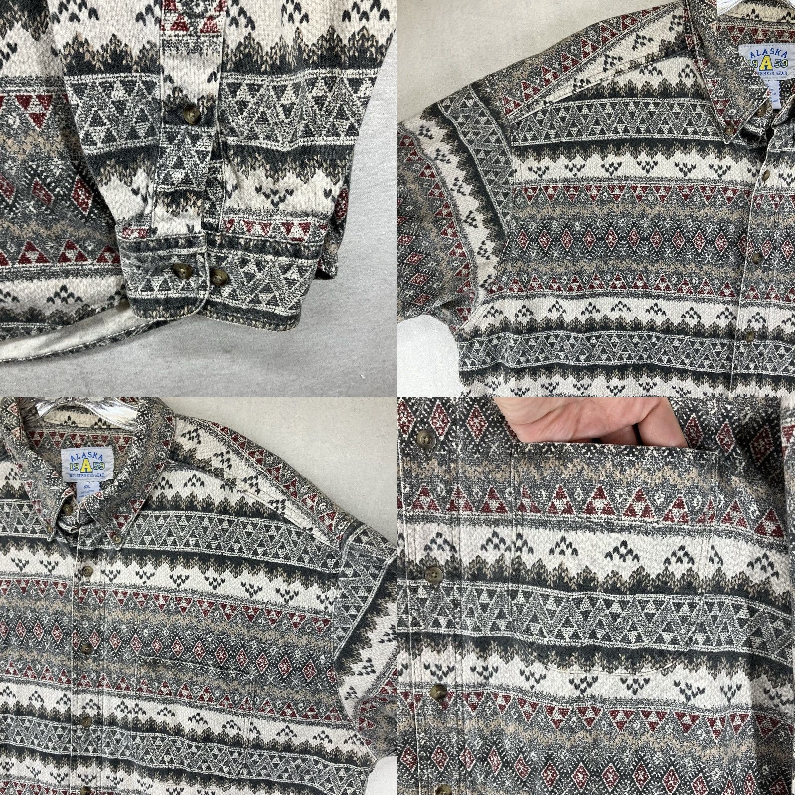 Gloverall VINTAGE Alaska Wilderness Gear Shirt Men's 2XL Flannel All Over Patter Fair Isle Long Sleeve Casual Workwear Western Cowboy 90s Size US XXL / EU 58 / 5 - 8 Thumbnail