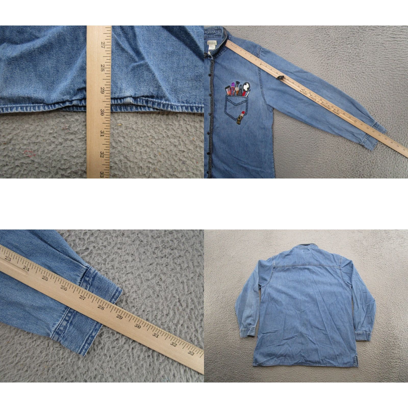 Vintage VINTAGE Bobbie Brooks Denim Long Sleeve Shirt XL Embroidered READ Size XL / US 12-14 / IT 48-50 - 8 Thumbnail
