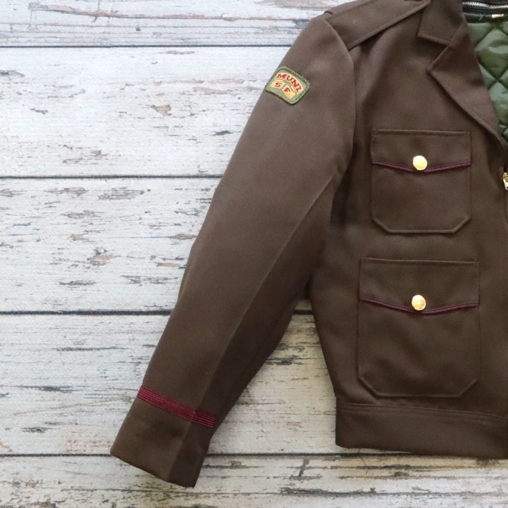 Vintage VINTAGE Muni SF Uniform Jacket Mens Shirt 38R Brown Bomber Jacket 38R United States Size US XXS / EU 40 - 4 Thumbnail