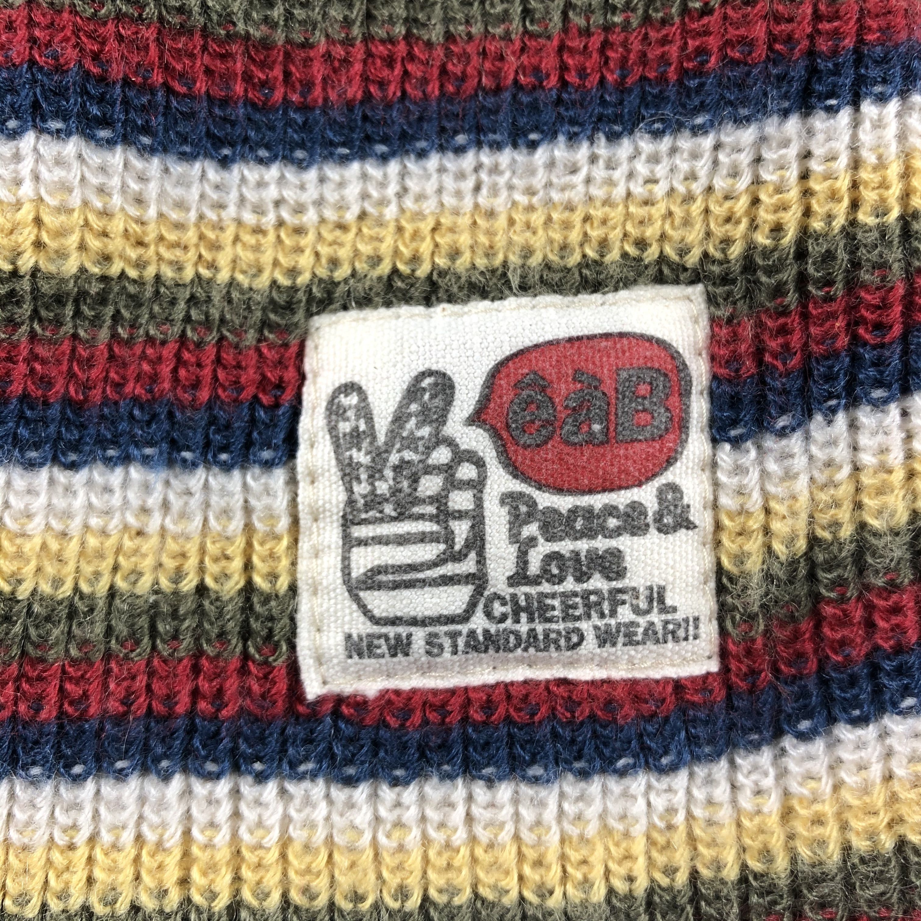 Vintage Eab Stripe Cuffless Beanie Snow Hat Snow Cap -D315 Size ONE SIZE - 4 Thumbnail