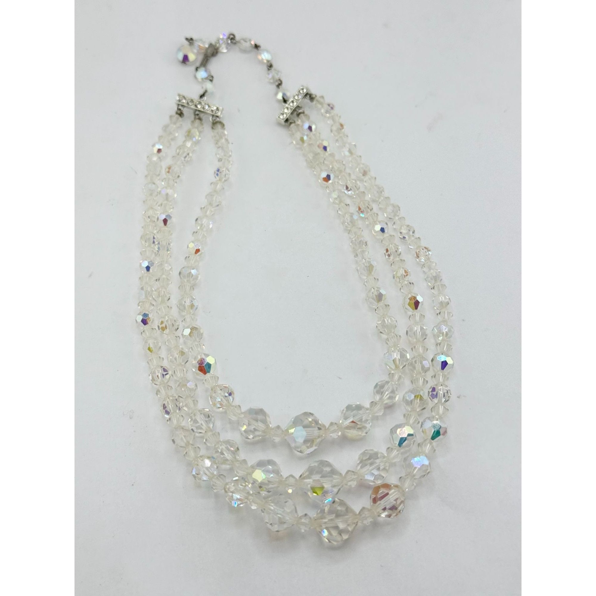 Vintage Vintage faceted crystal three strand necklace Size ONE SIZE - 3 Thumbnail