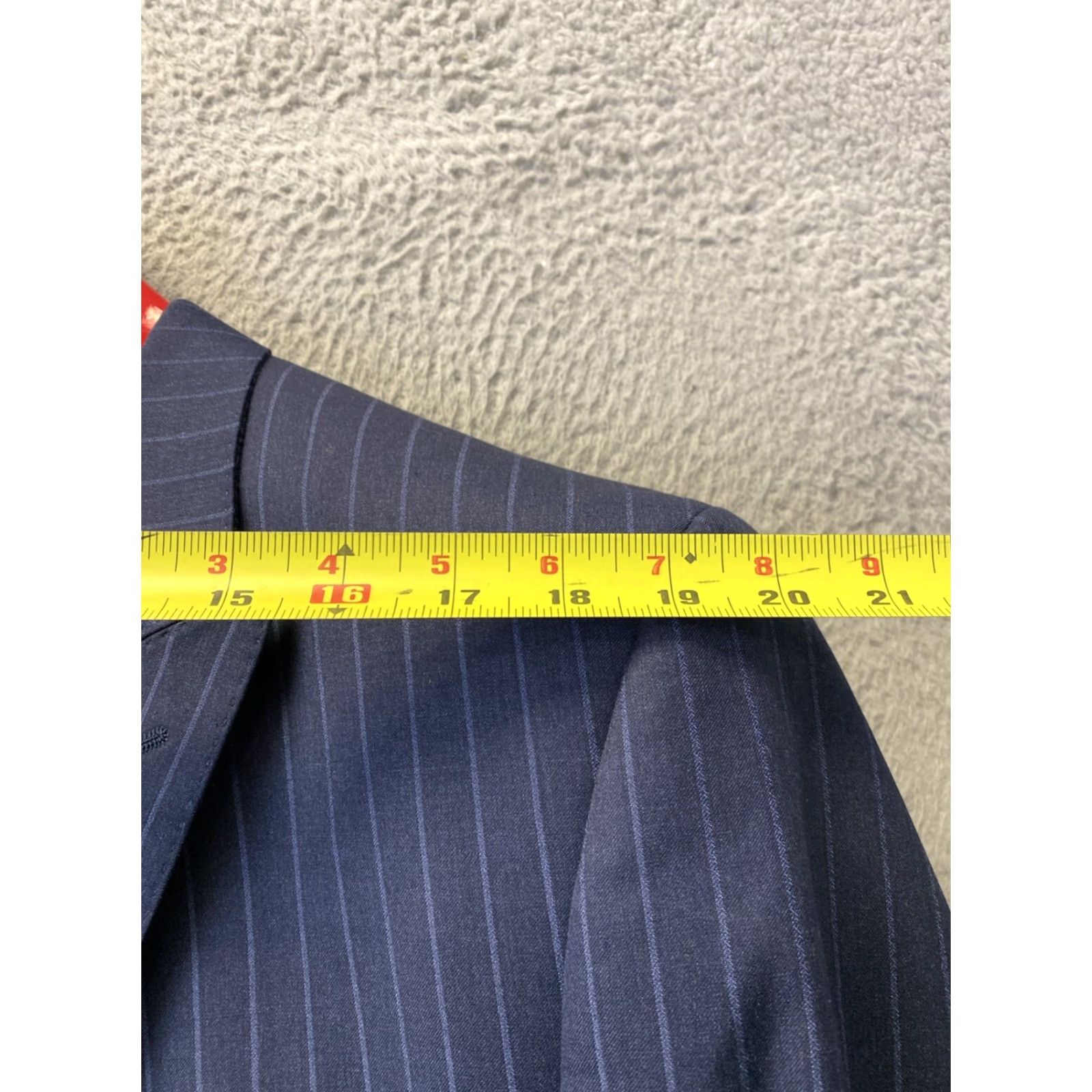 Sean John Sean John Blazer - Men’s Modern-Fit Striped Navy 48R Short Jacket 2-Button Peak Lapel Slim Suit Coat, Navy, Regular Mens Badged 131-9 Size 48R - 5 Thumbnail