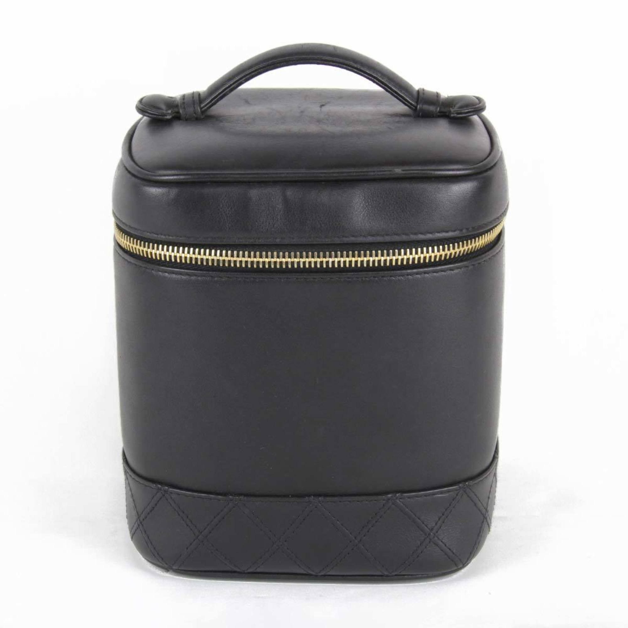 image of Chanel Vanity Bag Leather Black Ladies, Women's