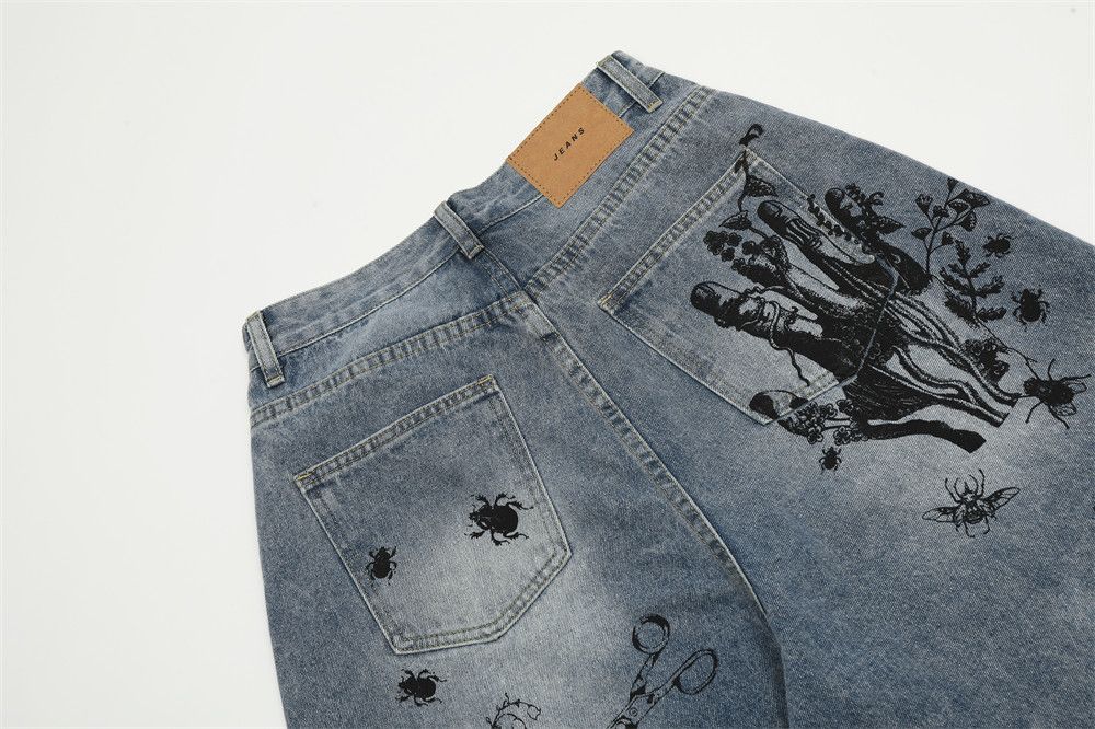 Japanese Brand × Vintage Men's street loose straight insect graffiti denim shorts y2k Size US 32 / EU 48 - 5 Thumbnail