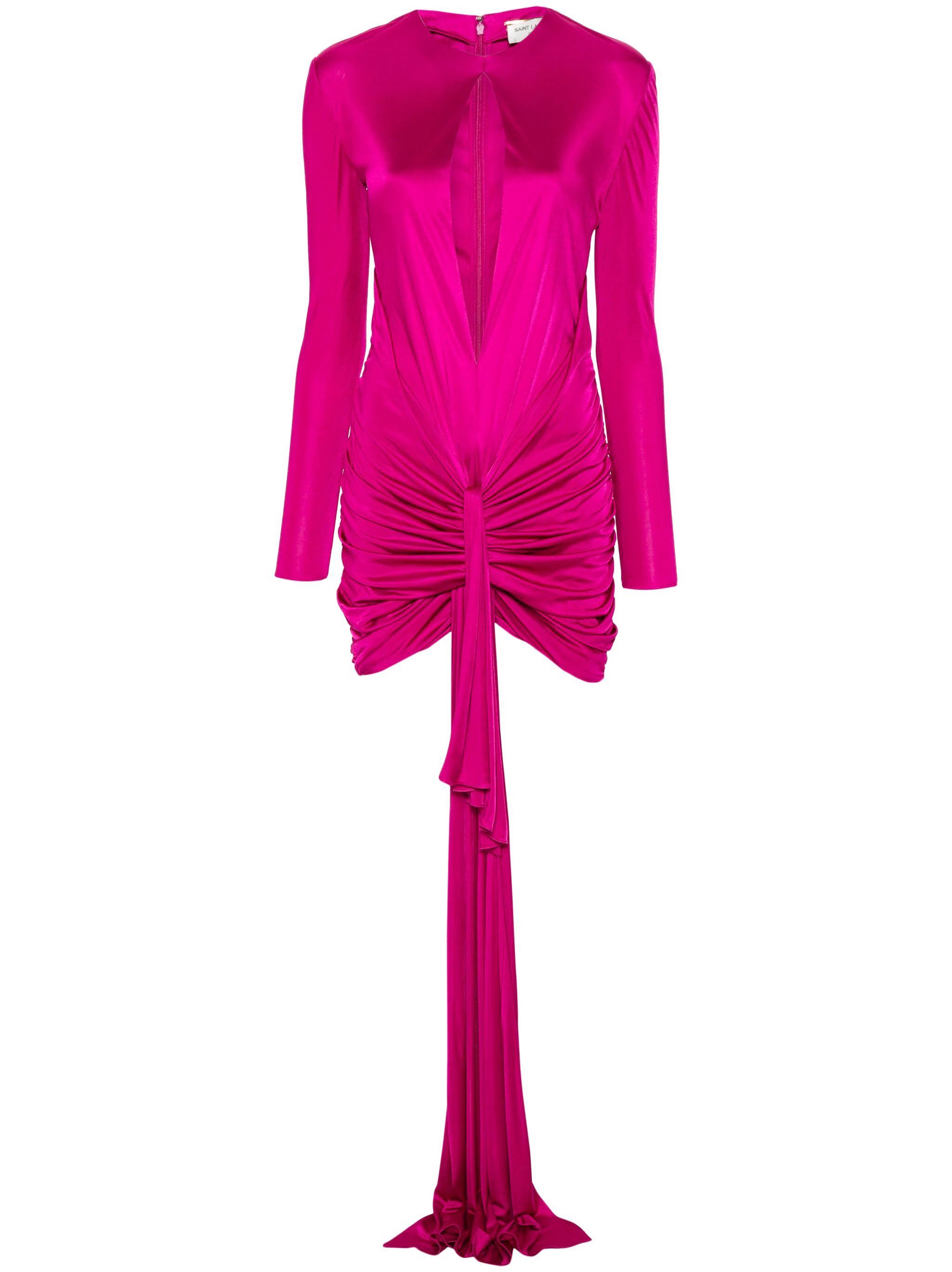 Saint Laurent Paris o1s1wg110924 Draped Dress in Jersey in Pink Size M / US 6-8 / IT 42-44 - 1 Thumbnail