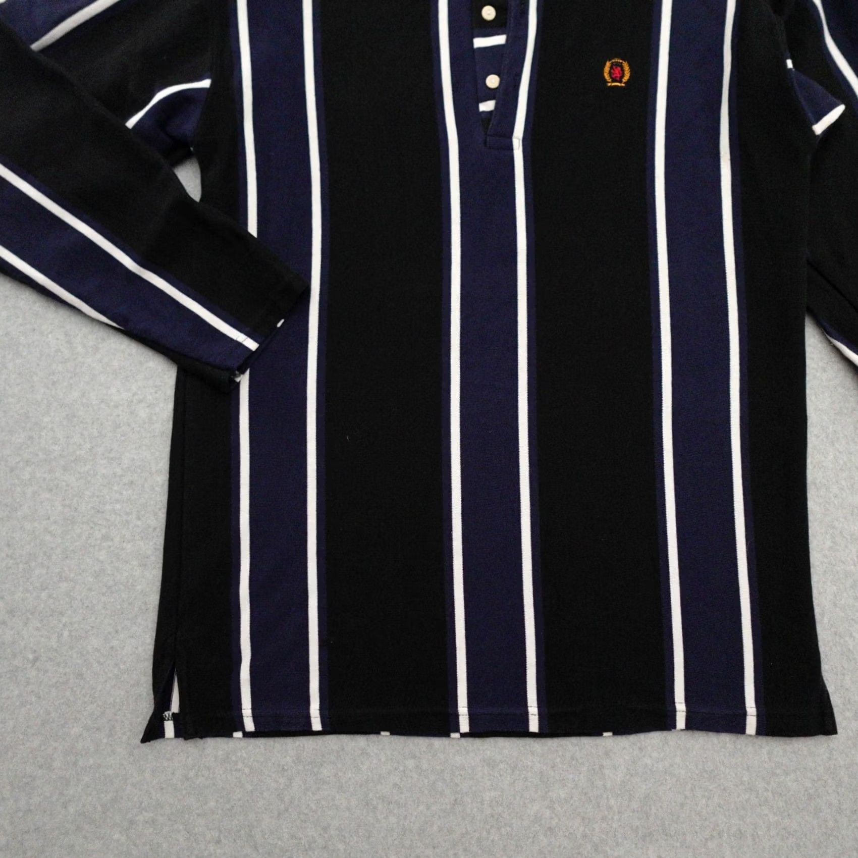 Tommy Hilfiger TOMMY HILFIGER Shirt XL Blue White Black Vertical Striped Polo Men Long Sleeve Button-Up Vintage Size US XL / EU 56 / 4 - 6 Thumbnail