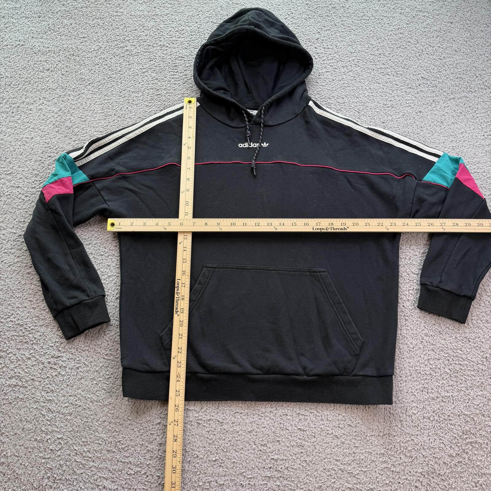 Adidas Adidas Originals Oversized Hoodie Black Trefoil 3 Stripe Y2K Size M / US 6-8 / IT 42-44 - 3 Thumbnail
