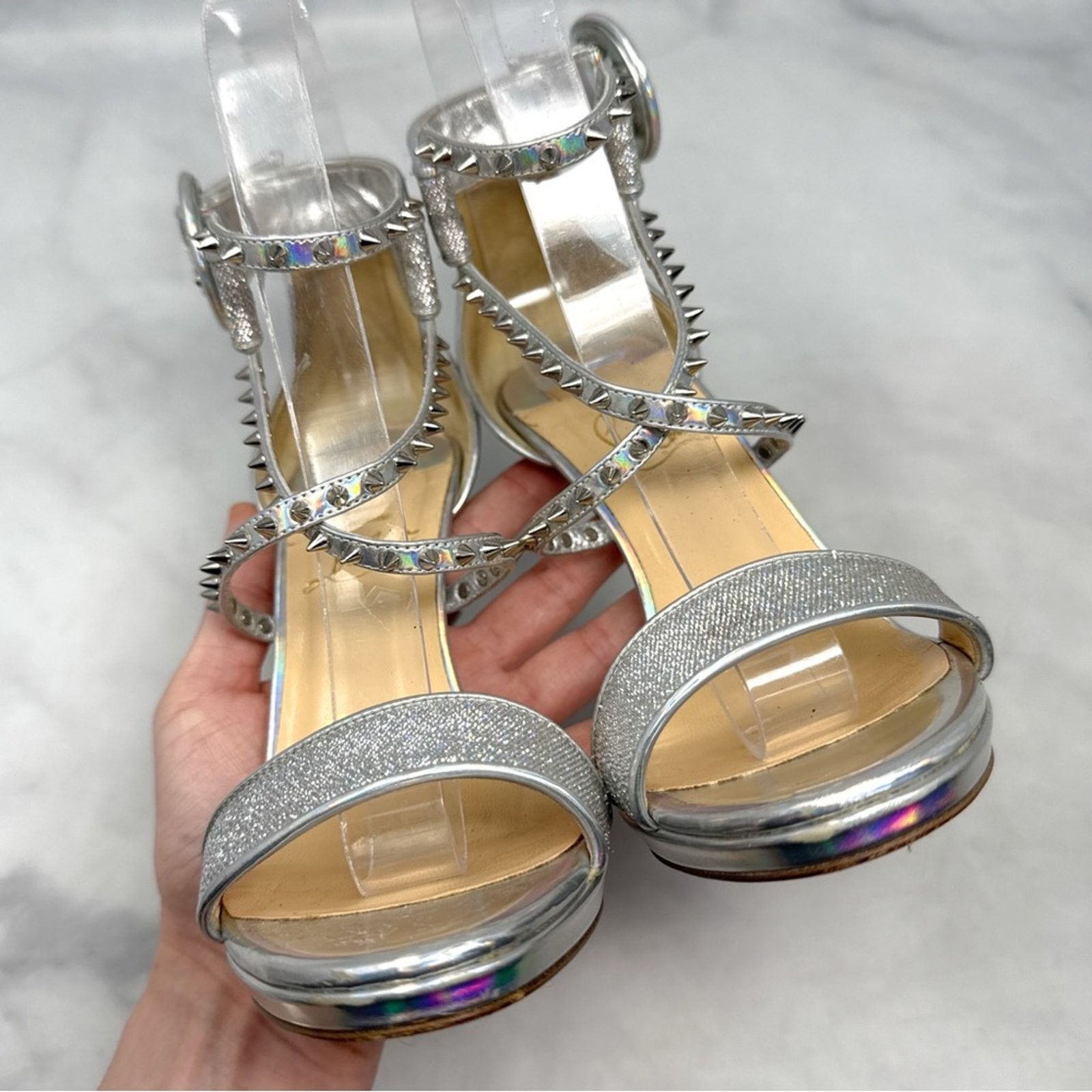 Christian Louboutin Christian Louboutin Choca Lux 120 Holographic Platform Heels Size US 5.5 / IT 35.5 - 5 Thumbnail