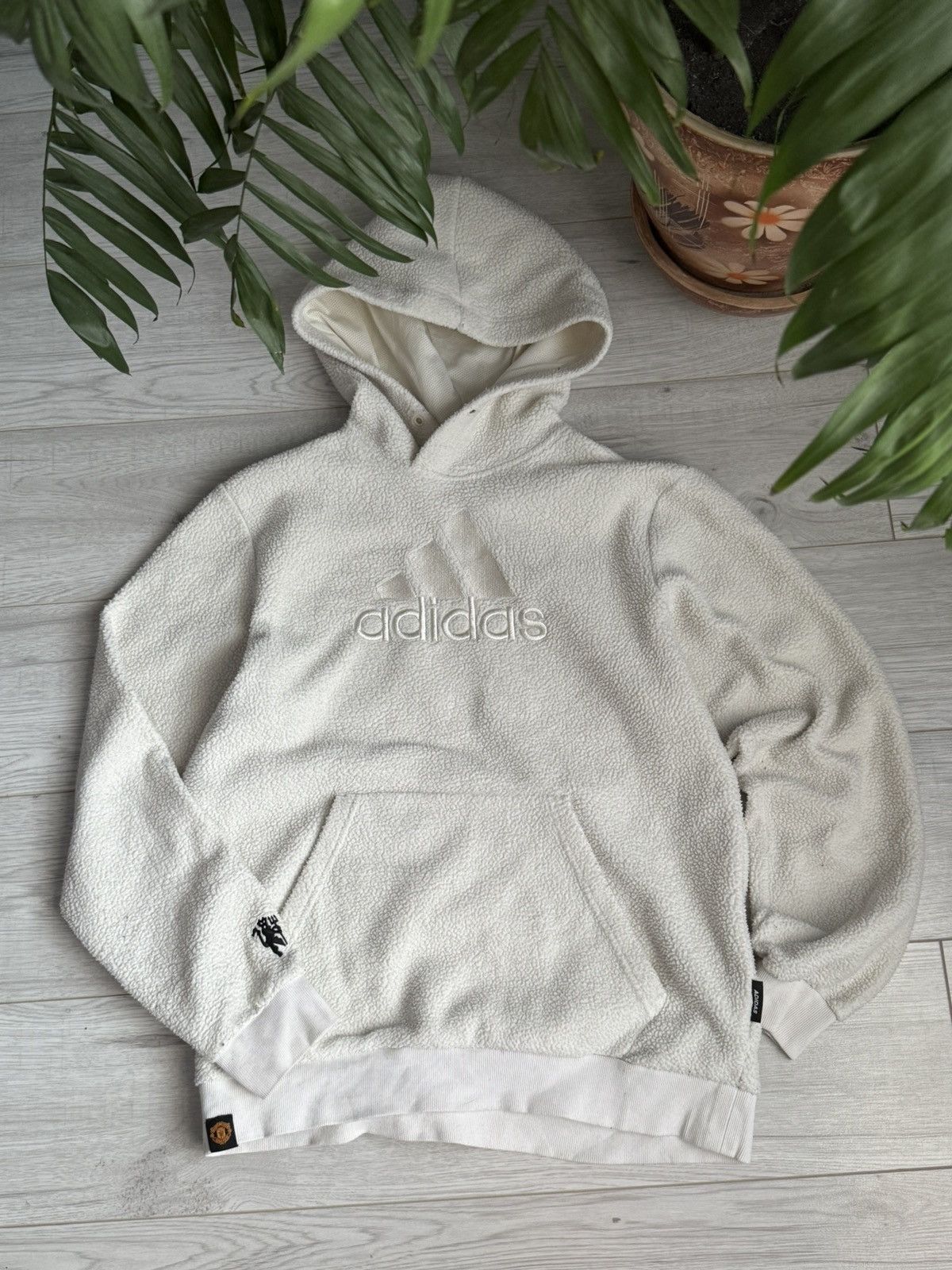 Adidas Vintage Manchester United Adidas sherpa fleece hoodie Size US L / EU 52-54 / 3 - 1 Thumbnail