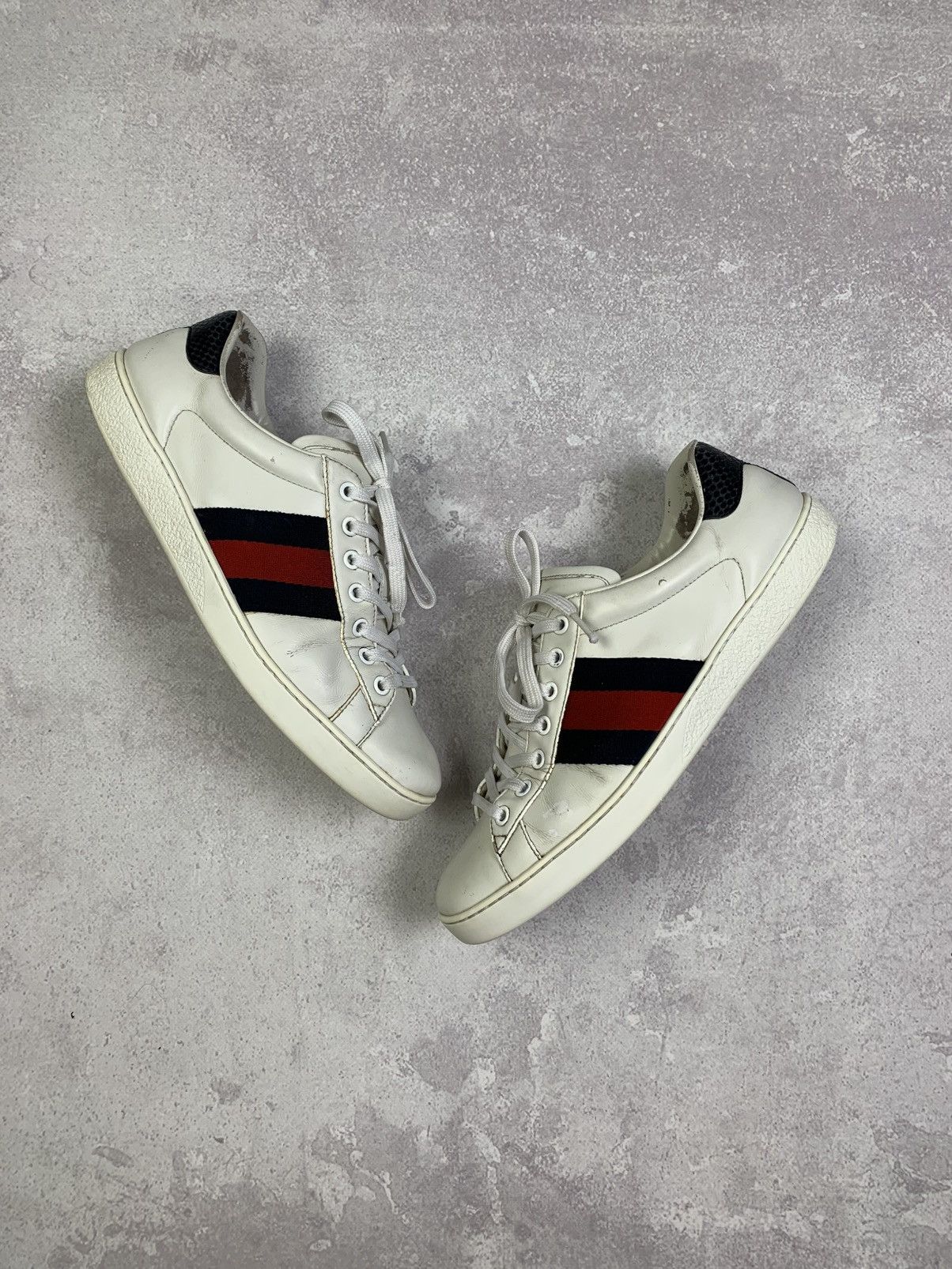 Gucci Gucci Ace White Leather Sneakers with Web Stripe – Size 7 Size US 7.5 / EU 40-41 - 1 Thumbnail