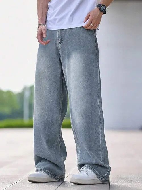 Jean Washed Denim Jeans Loose fit Baggy Size US 32 / EU 48 - 3 Thumbnail