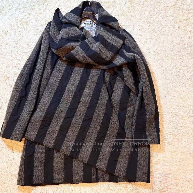 Vivienne Westwood Vivienne Westwood Deformed Wool Striped Overcoat, Man Asym Size M / US 6-8 / IT 42-44 - 1 Thumbnail