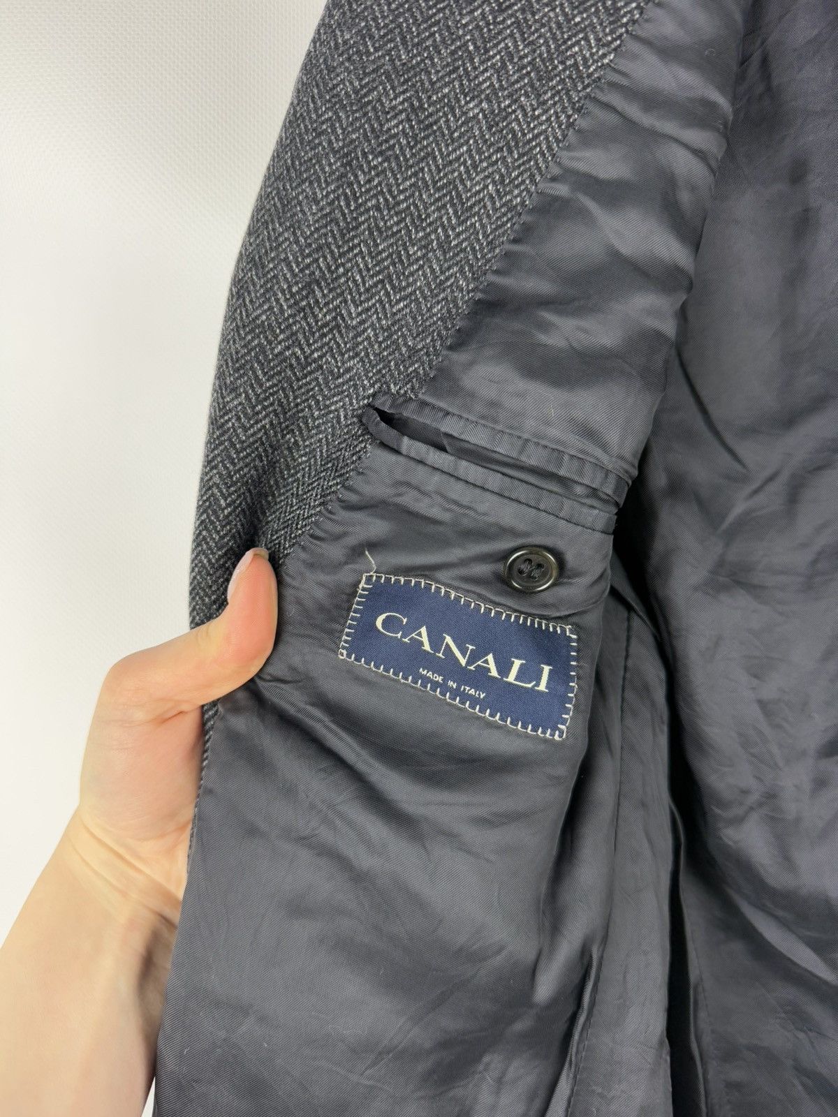 Canali Canali men’s herringbone wool tweed blazer jacket sportcoat Size 42R - 17 Thumbnail