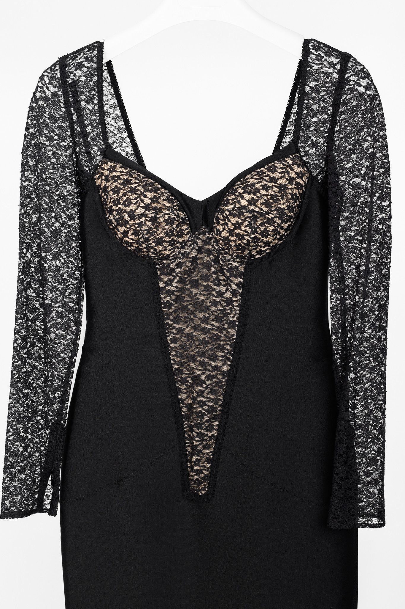 Stella McCartney Stella McCartney Black Lace-Trim Long-Sleeve Bodycon Dress Size M / US 6-8 / IT 42-44 - 3 Thumbnail