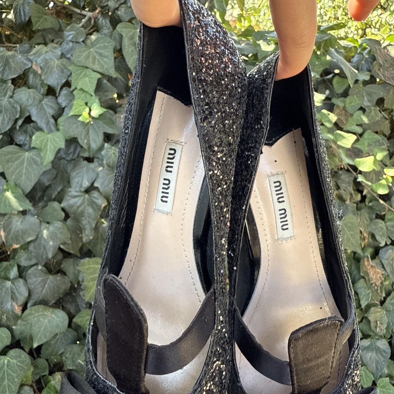 Miu Miu Miu Miu black sparkly bow heels Size US 6 / IT 36 - 8 Thumbnail
