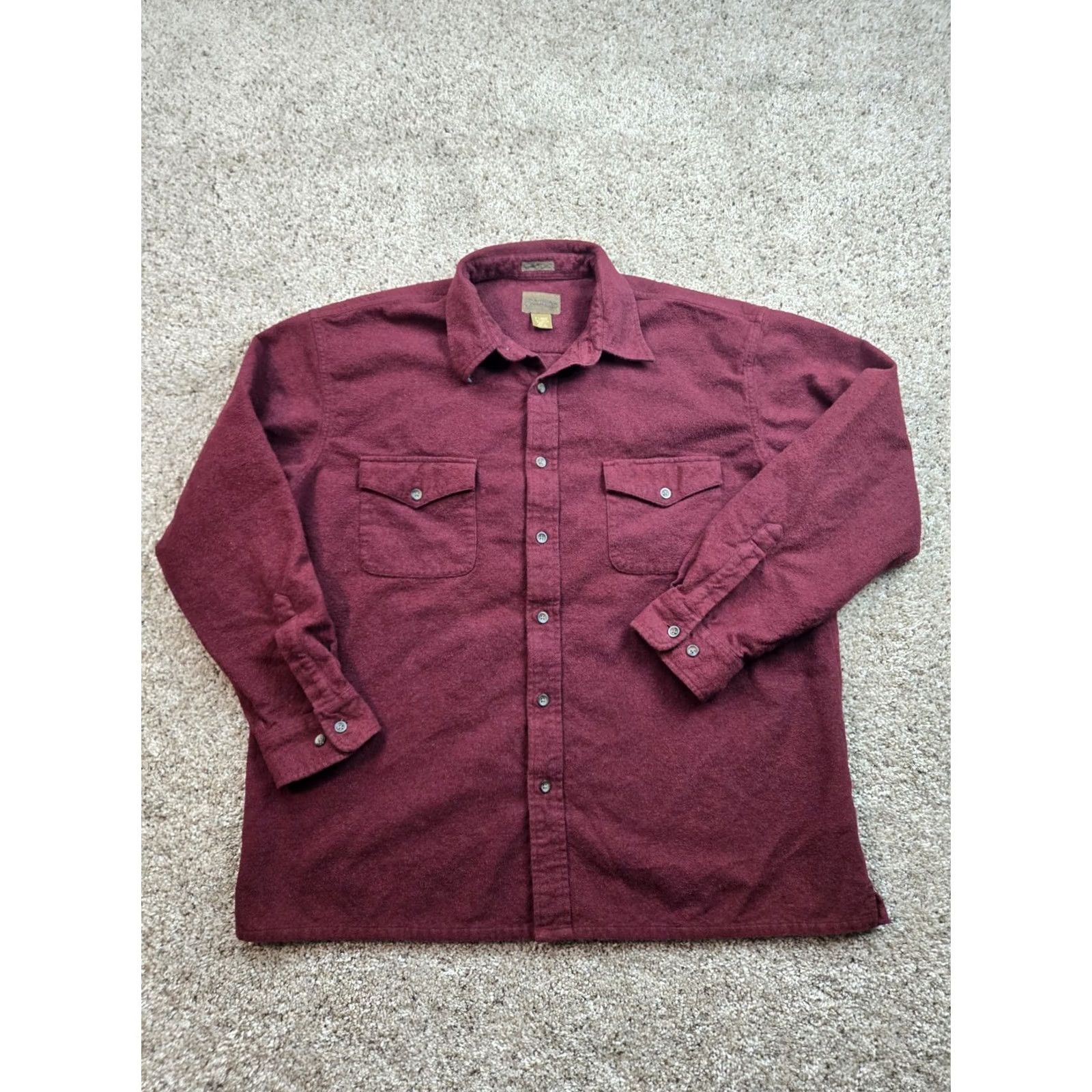 Vintage St Johns Bay Shirt Mens XL Burgundy Flannel Button-Up Long Sleeve Pocket Reg Size US XL / EU 56 / 4 - 2 Thumbnail