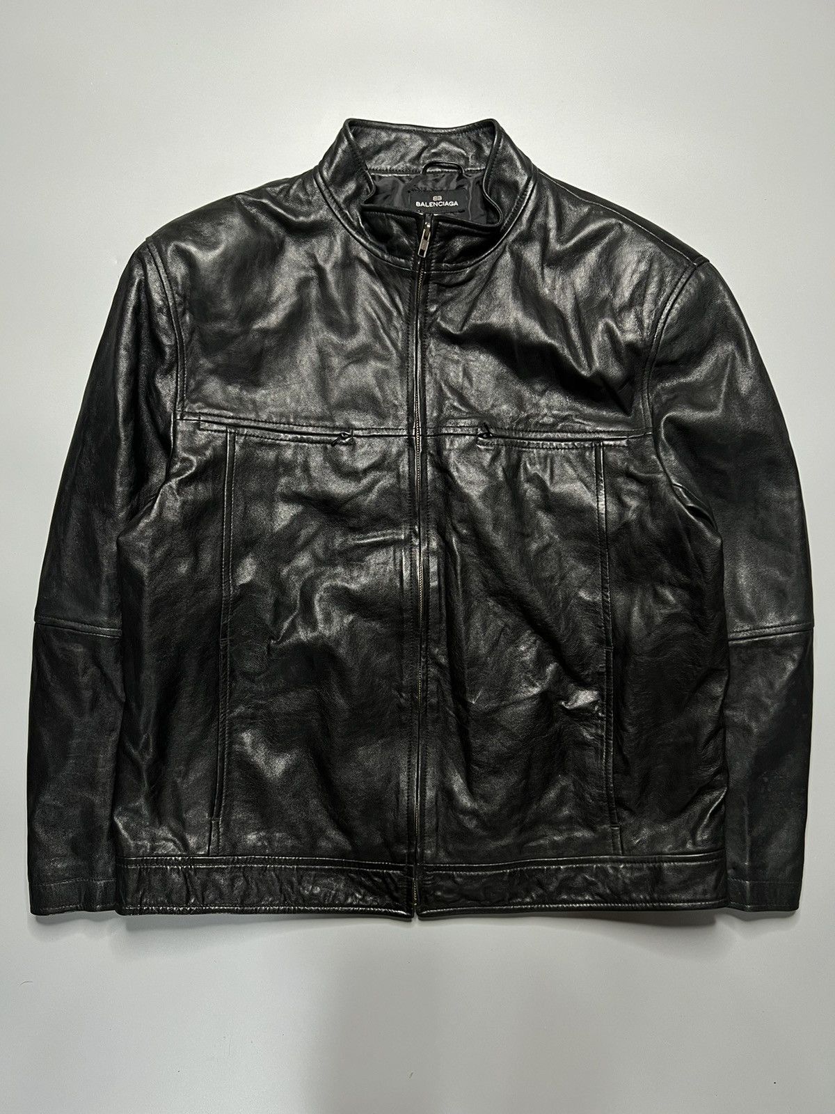 image of Vintage Balenciaga Soft Leather With Power Shoulder Padding in Black, Men's (Size Medium)