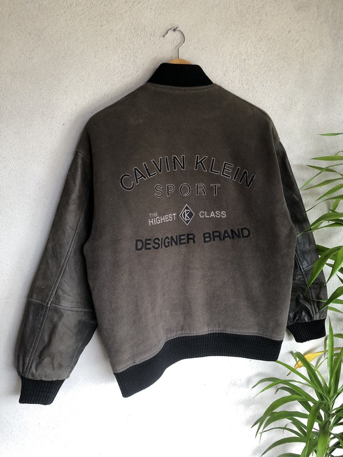 Calvin Klein × Japanese Brand × Vintage Vintage Calvin Klein Sport Varsity Half Leather Jacket Size US L / EU 52-54 / 3 - 18 Thumbnail