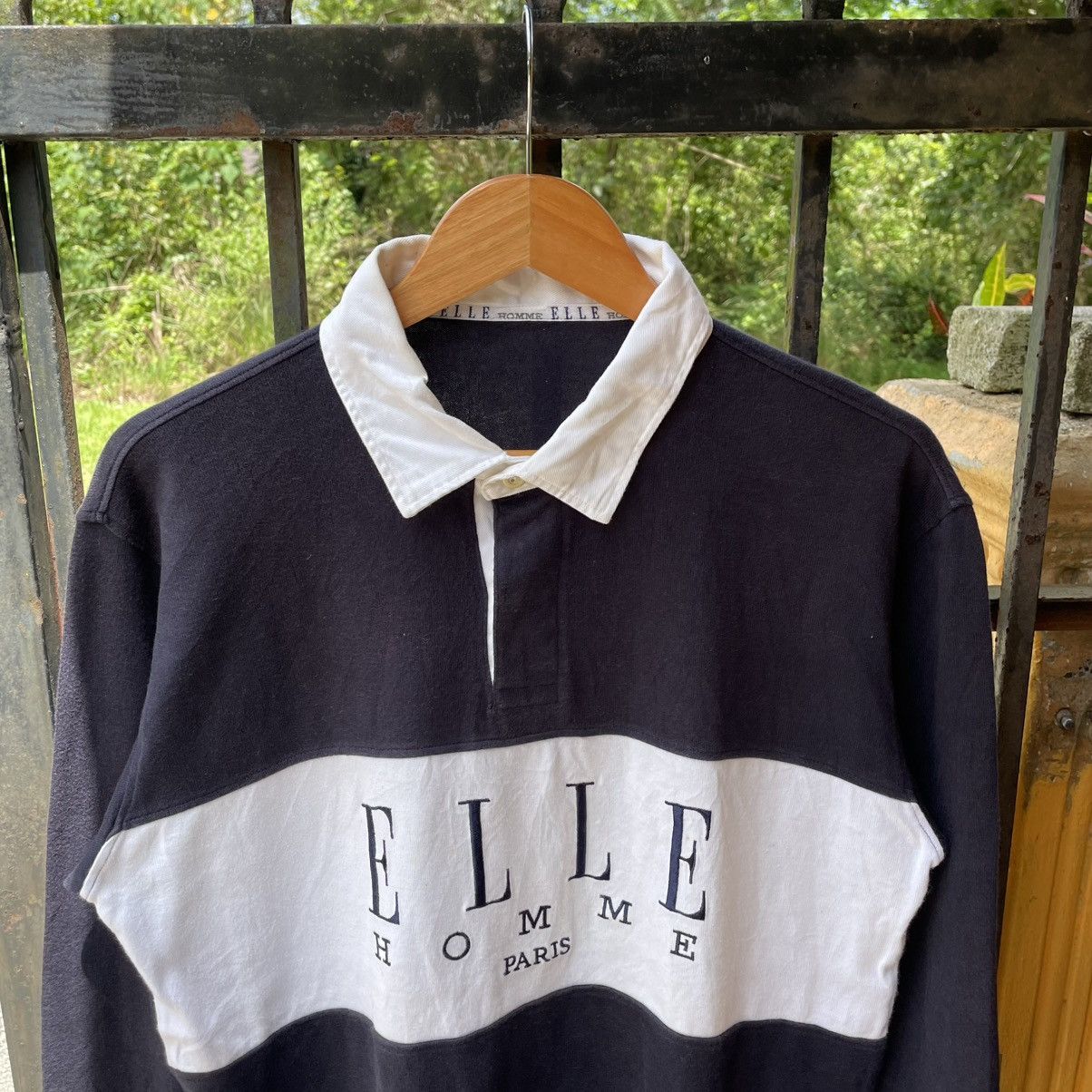 Designer × Vintage 🔥Vintage 90s Elle Homme Paris Stripes Polos Rugby Shirts Size US M / EU 48-50 / 2 - 4 Thumbnail
