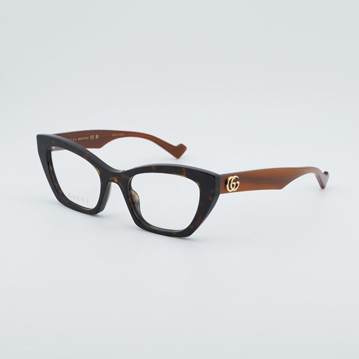 Gucci Gucci GG1334O 005 Eyeglasses Havana 52mm Cat Eye Frame Size ONE SIZE - 1 Thumbnail
