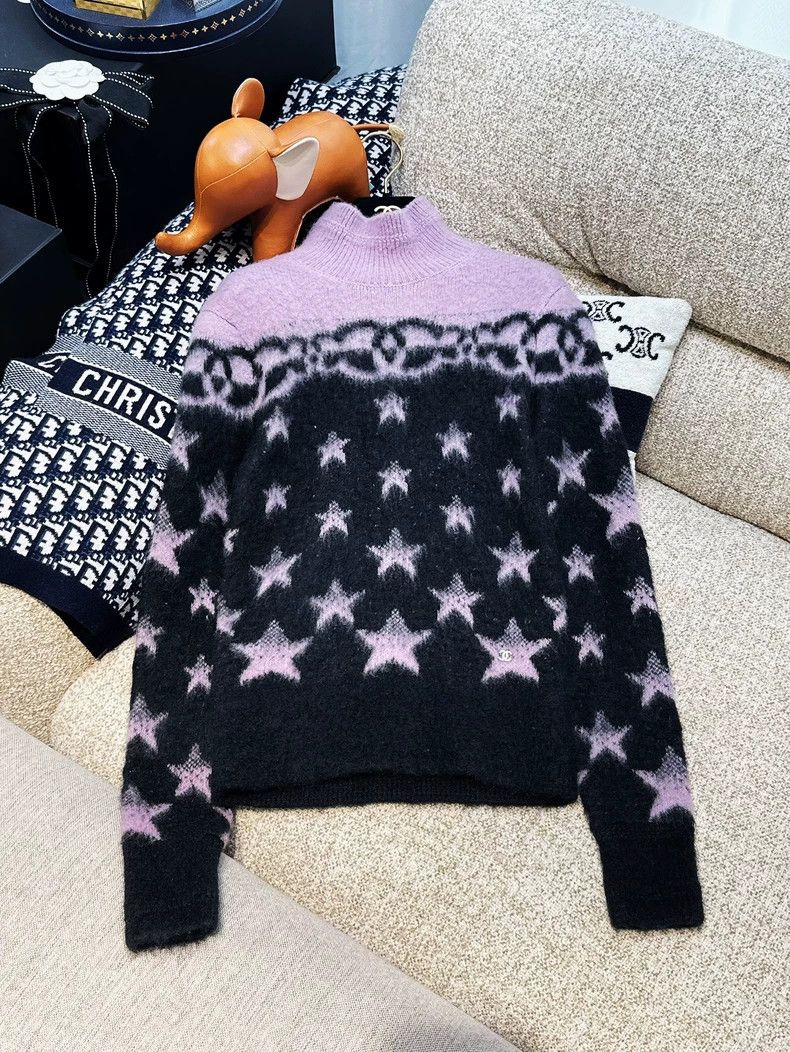 Chanel Chanel Gradient purple black star pattern long-sleeved cas Size XXS / US 00 / IT 34 - 2 Thumbnail