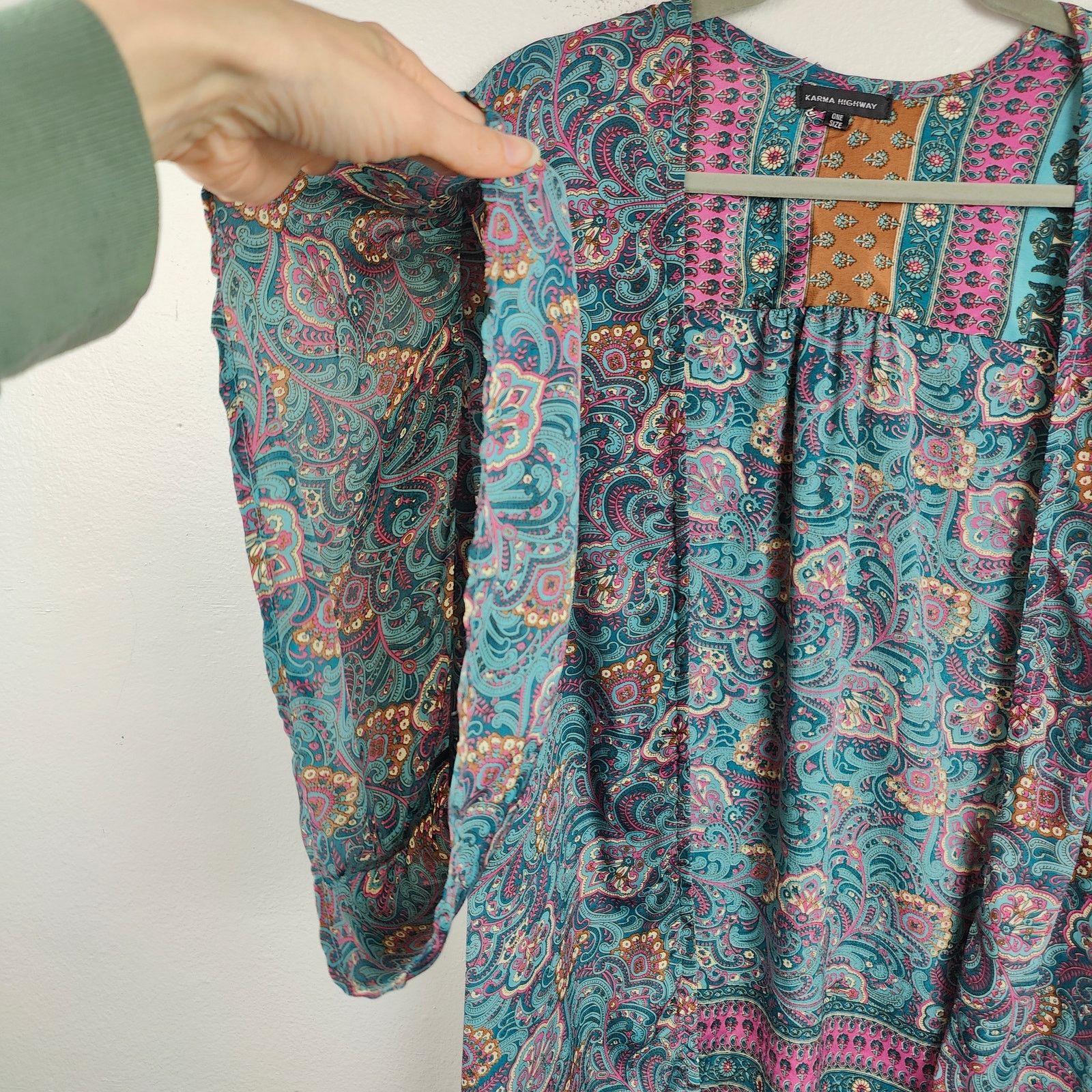 Other Karma Highway Duster Cardigan Womens One Size Blue Paisley Size ONE SIZE - 3 Thumbnail