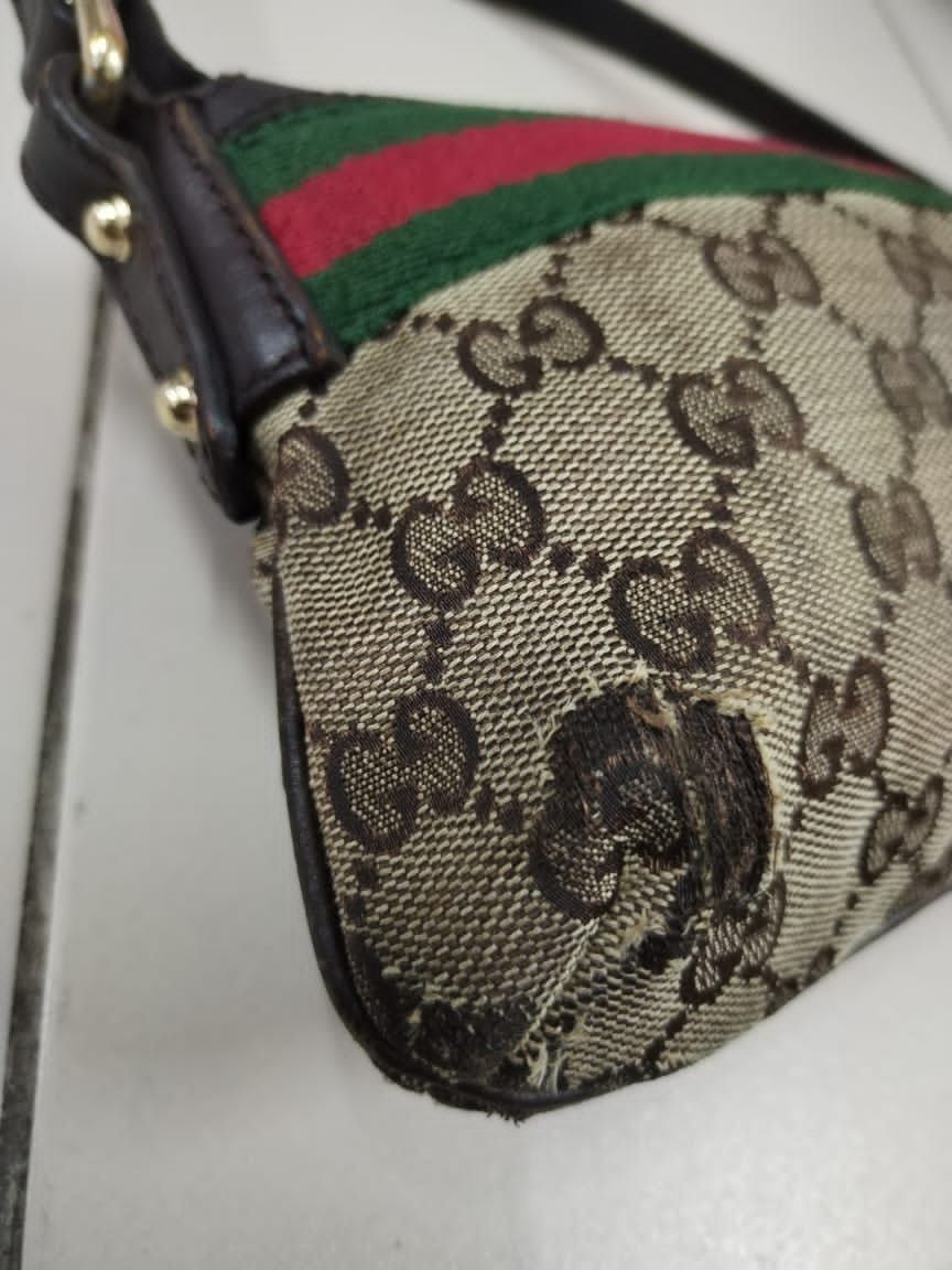Gucci × Vintage Final Drop🔥Vtg Gucci Sherry Line GG Pattern Mini Hand Bag Size ONE SIZE - 4 Thumbnail