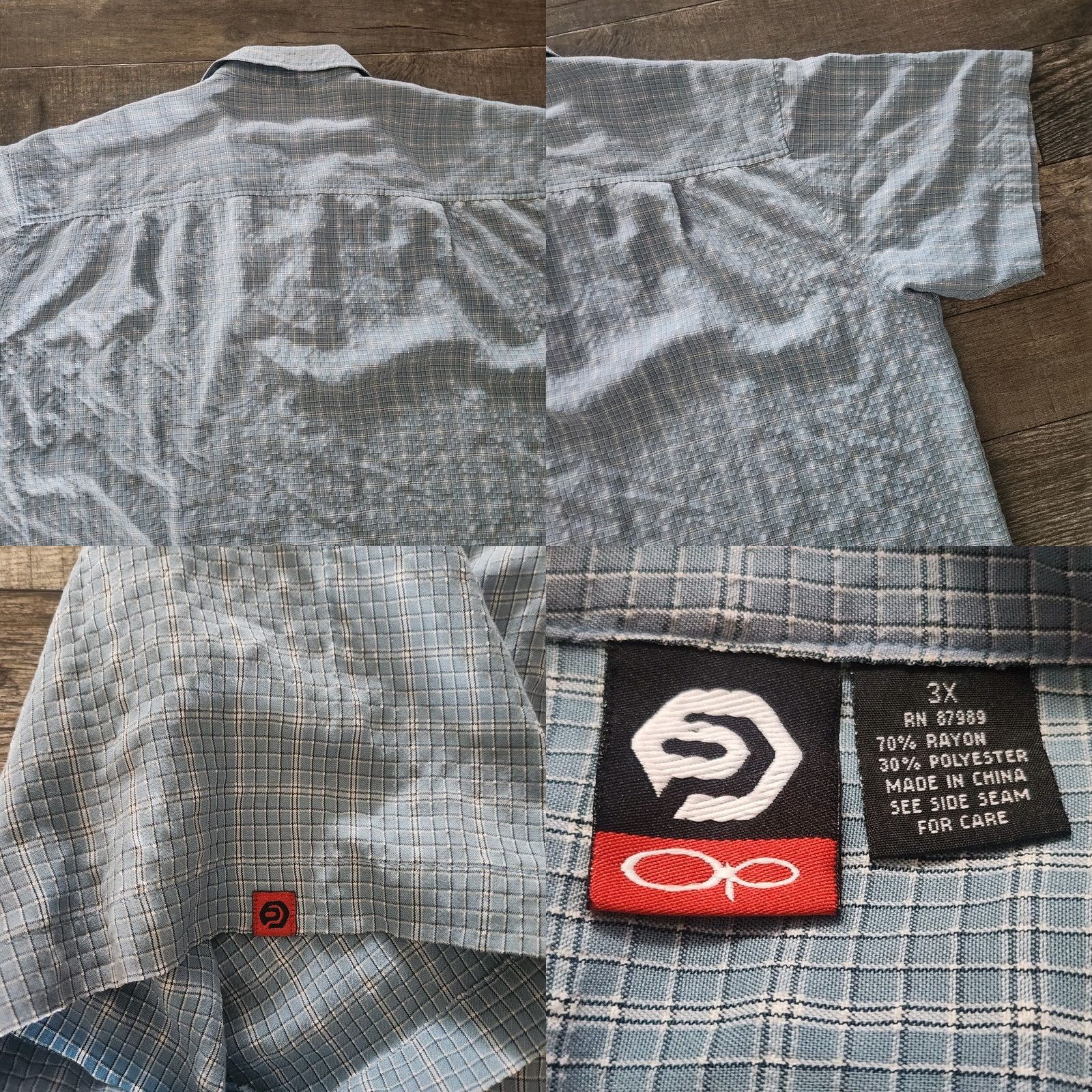 Ocean Pacific OP Ocean Pacific Shirt Mens 3XL Blue Rayon Blend Short Sleeve Button Textured Size US XXL / EU 58 / 5 - 9 Thumbnail
