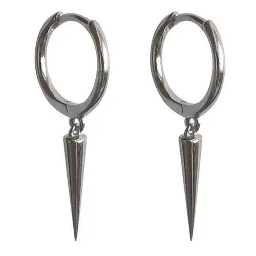 Jewelry 925 Silver Plated Geometry Triangle Cone Earrings for Men Size ONE SIZE - 5 Thumbnail